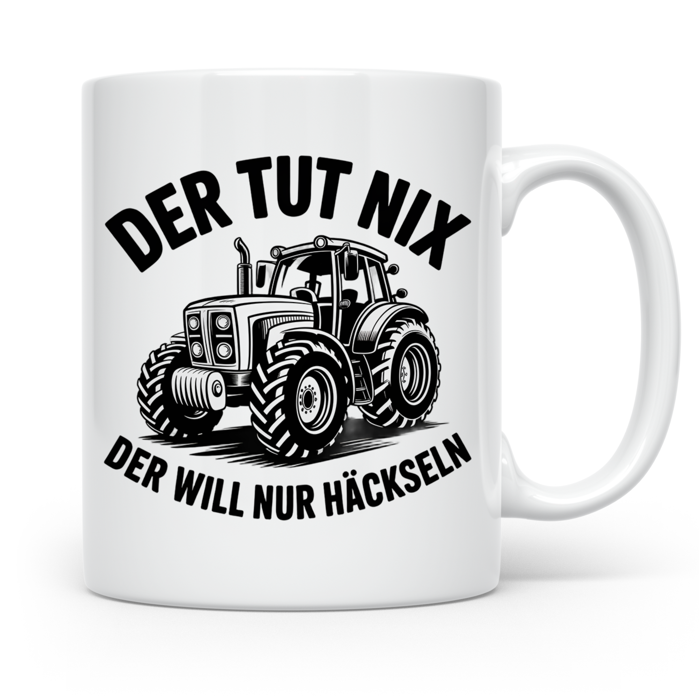 Traktor Tasse - Der tut nix, der will nur häckseln - Landwir – Weiß [farbe:weiß]