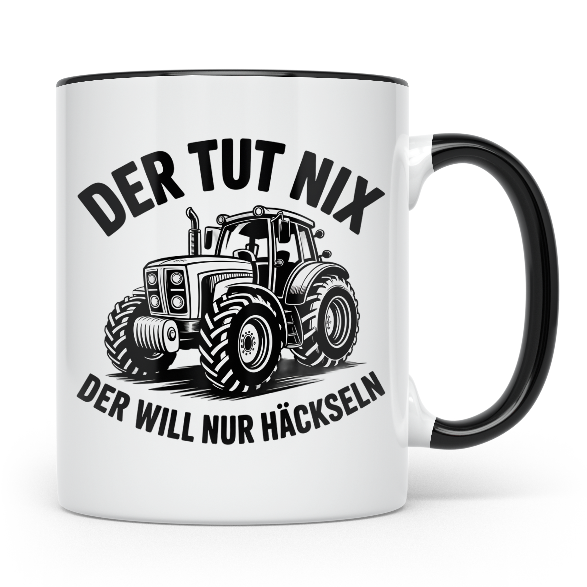 Traktor Tasse - Der tut nix, der will nur häckseln - Landwir – Schwarz [farbe:schwarz]