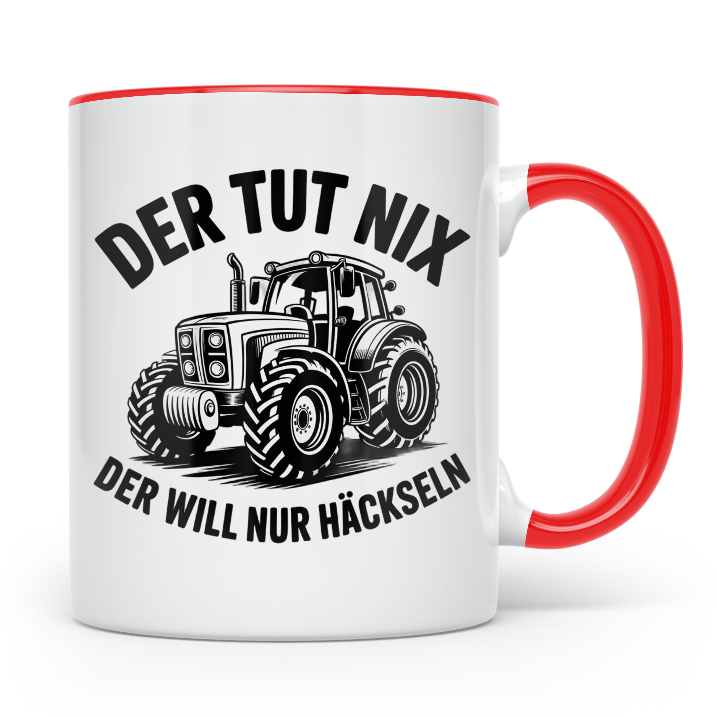 Traktor Tasse - Der tut nix, der will nur häckseln - Landwir – Rot [farbe:rot]
