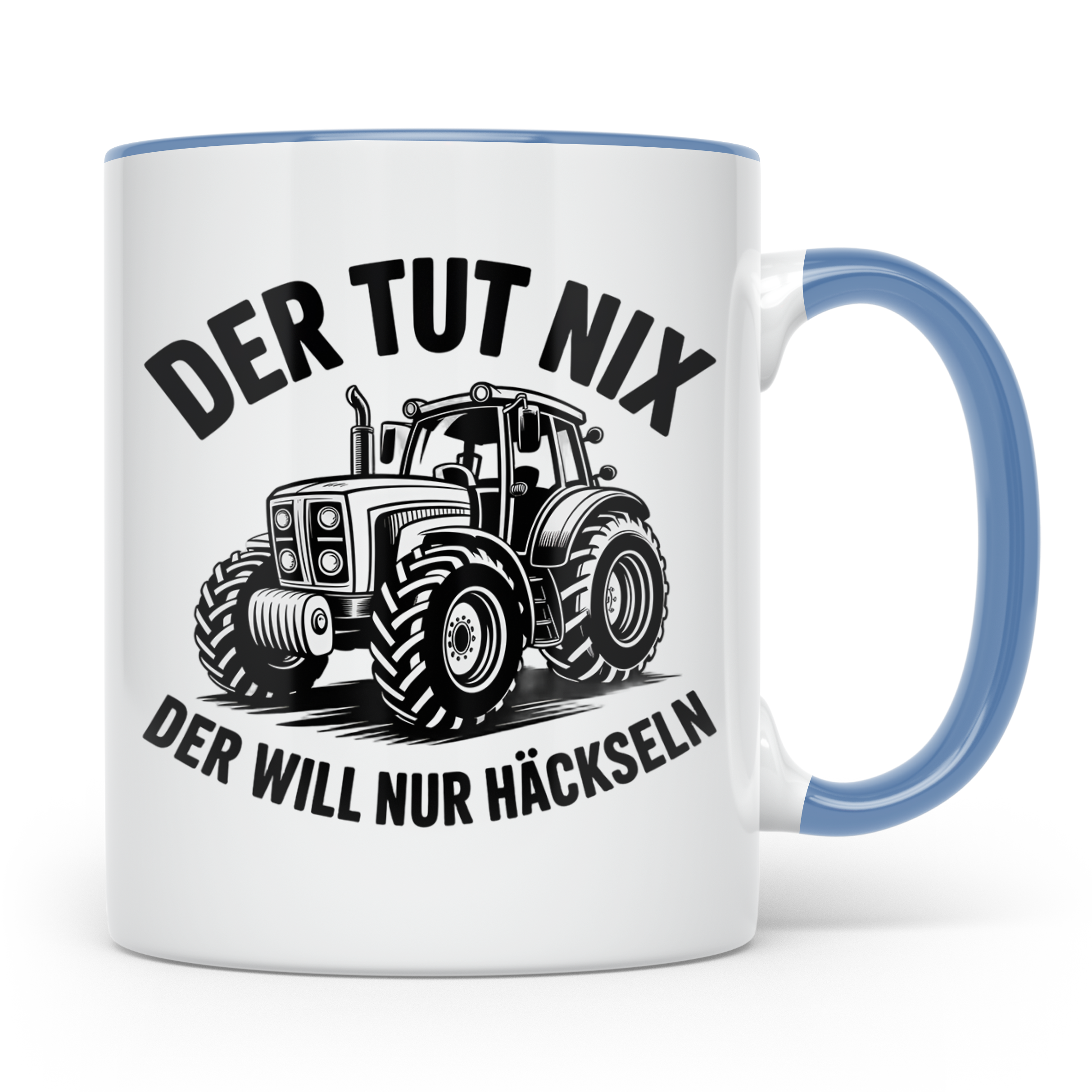 Traktor Tasse - Der tut nix, der will nur häckseln - Landwir – Blau [farbe:blau]