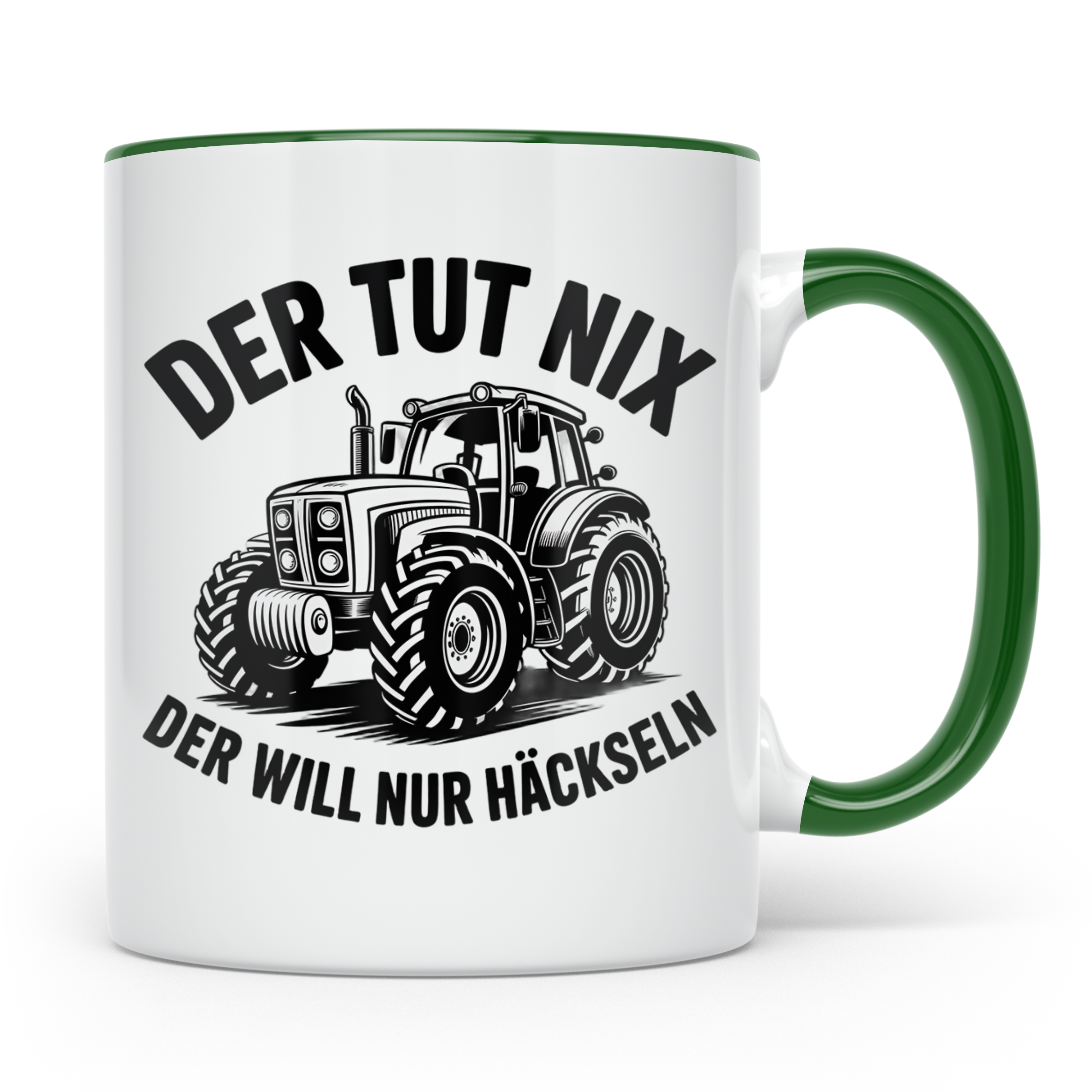 Traktor Tasse - Der tut nix, der will nur häckseln - Landwir – Grün [farbe:grün]