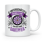 Dart Tasse Frau - Unterschätze Niemals Dartspielerin! Dartbo – Weiß [farbe:weiß]