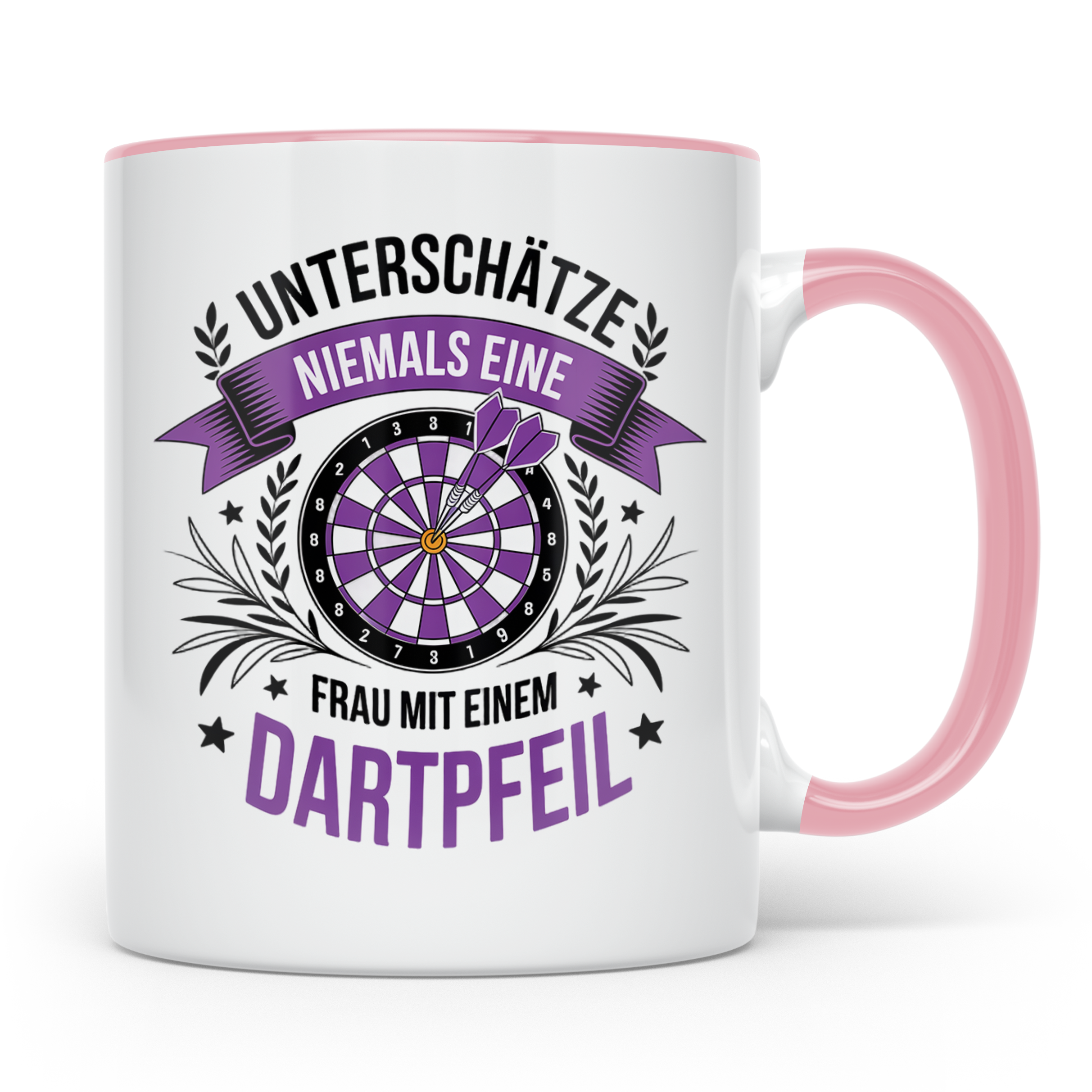 Dart Tasse Frau - Unterschätze Niemals Dartspielerin! Dartbo – Rosa [farbe:rosa]