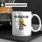 Psychisch am Ende Tasse - Lustige Psycho Ente mit Messer - E – Weiß [farbe:weiß]