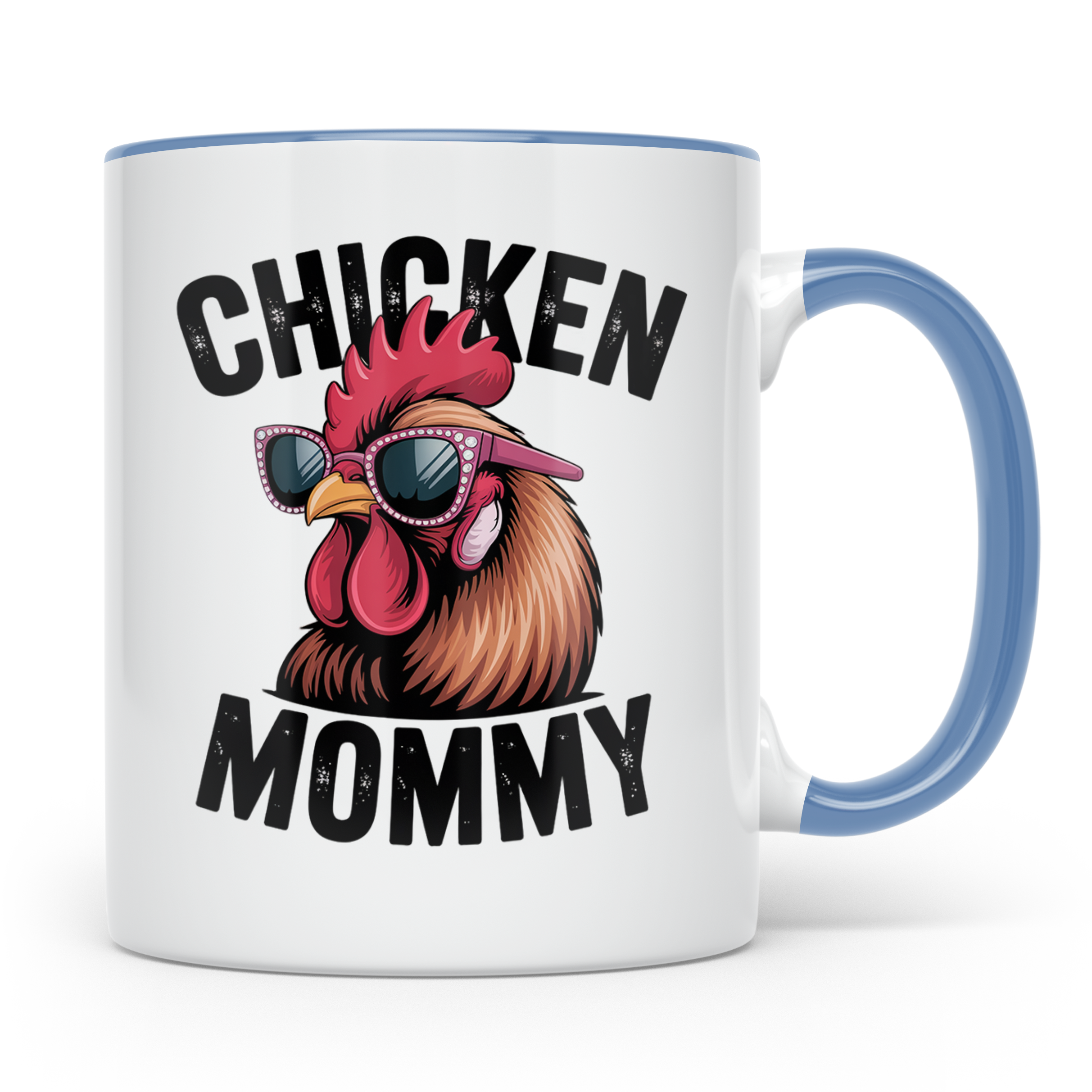 Chicken Mommy Tasse - Hühner Mama mit Sonnenbrille - Geflüge – Blau [farbe:blau]