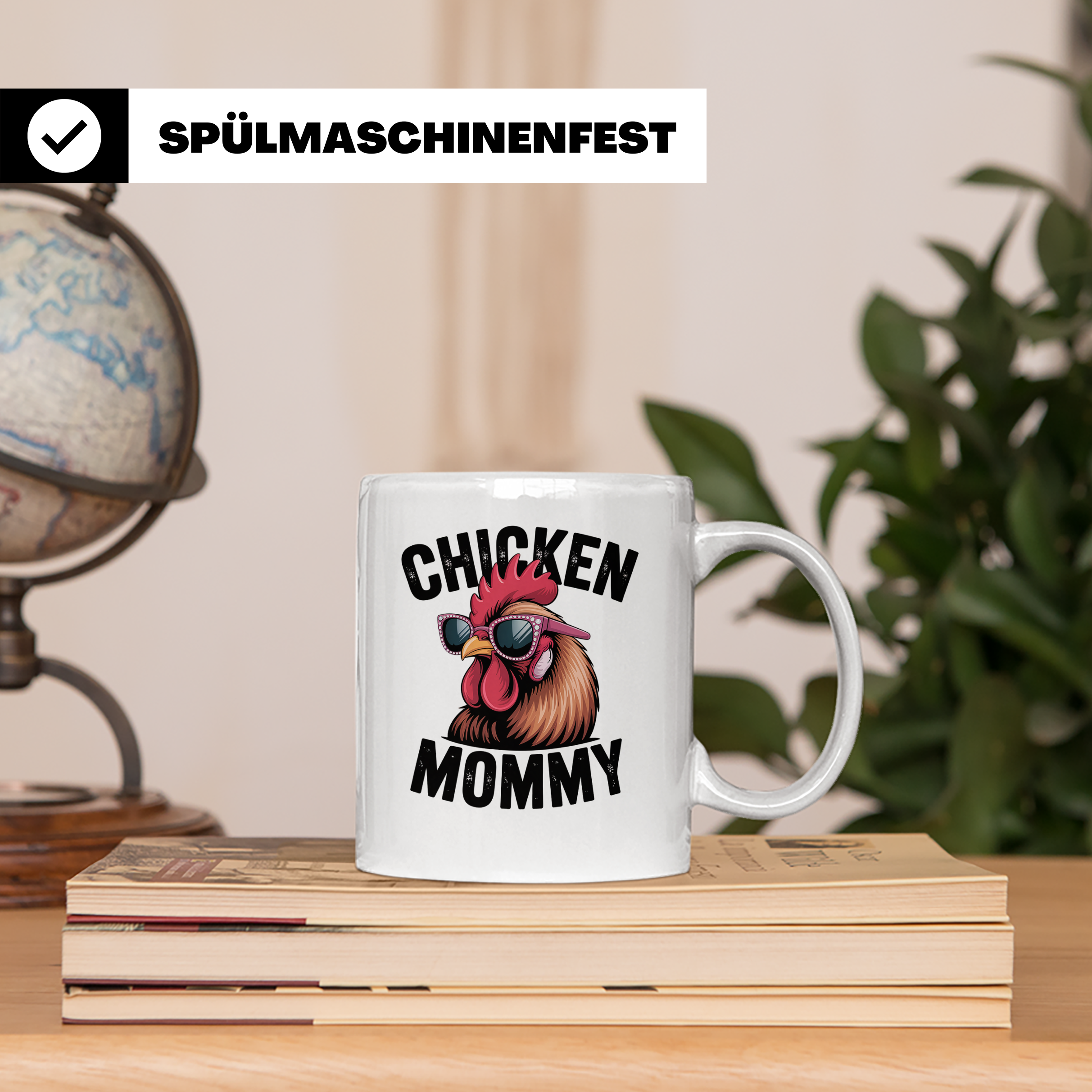 Chicken Mommy Tasse - Hühner Mama mit Sonnenbrille - Geflüge – Weiß [farbe:weiß]