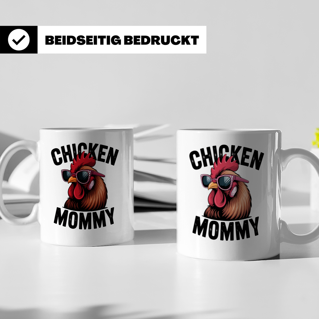 Chicken Mommy Tasse - Hühner Mama mit Sonnenbrille - Geflüge – Weiß [farbe:weiß]