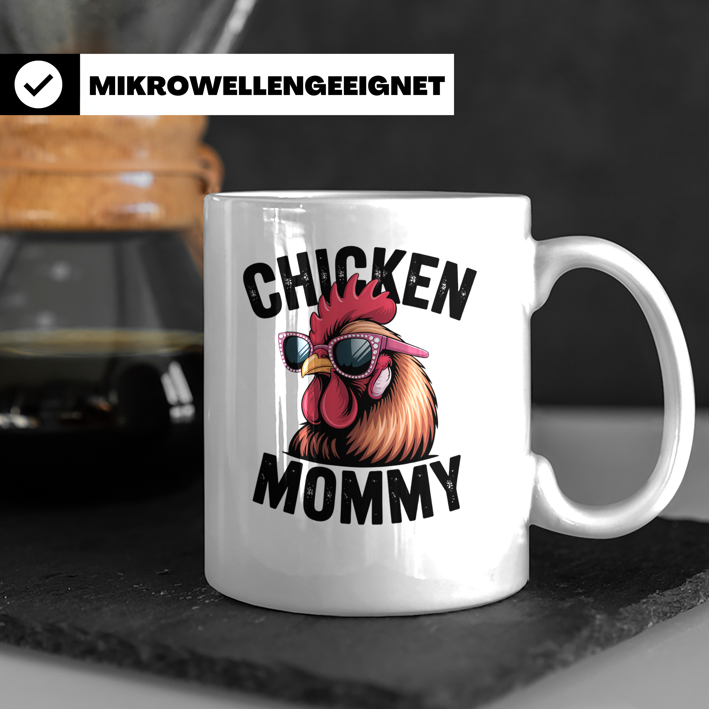 Chicken Mommy Tasse - Hühner Mama mit Sonnenbrille - Geflüge – Weiß [farbe:weiß]