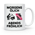 KFZ Mechaniker Tasse - Morgens Ölig Abends Fröhlich Schrauber Werkstatt Tuning Geschenkidee für Autoliebhaber & Auto Schrauber Lustig