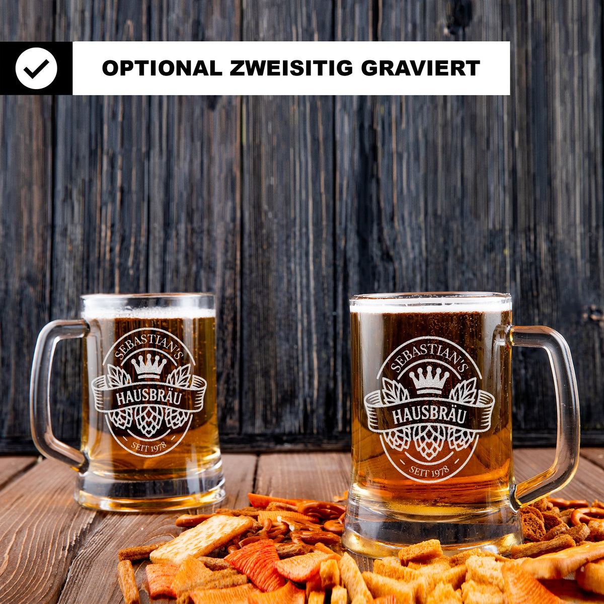Bierkrug Hausbräu Personalisiert Geschenk für Männer Hobbybrauer Craft Beer Bierliebhaber Brauerei Motiv