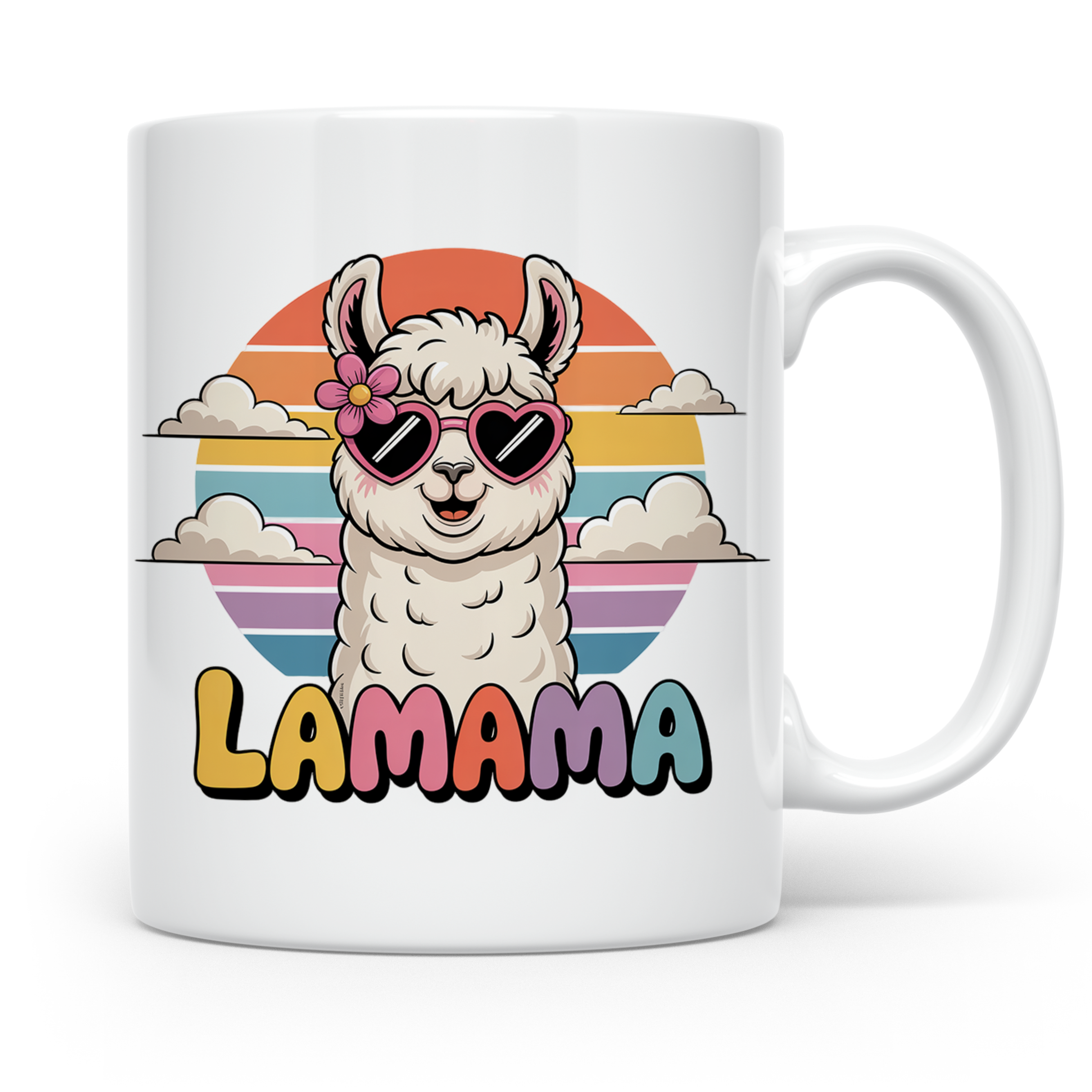 Lama Mama Tasse - Alpaka Muttertagsgeschenk mit Sonnenbrille – Weiß [farbe:weiß]