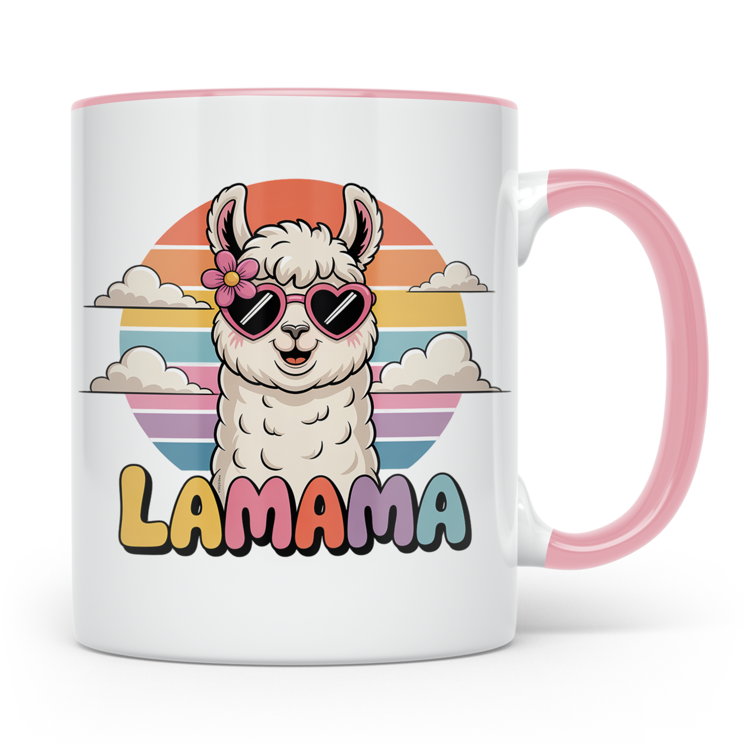 Lama Mama Tasse - Alpaka Muttertagsgeschenk mit Sonnenbrille – Rosa [farbe:rosa]