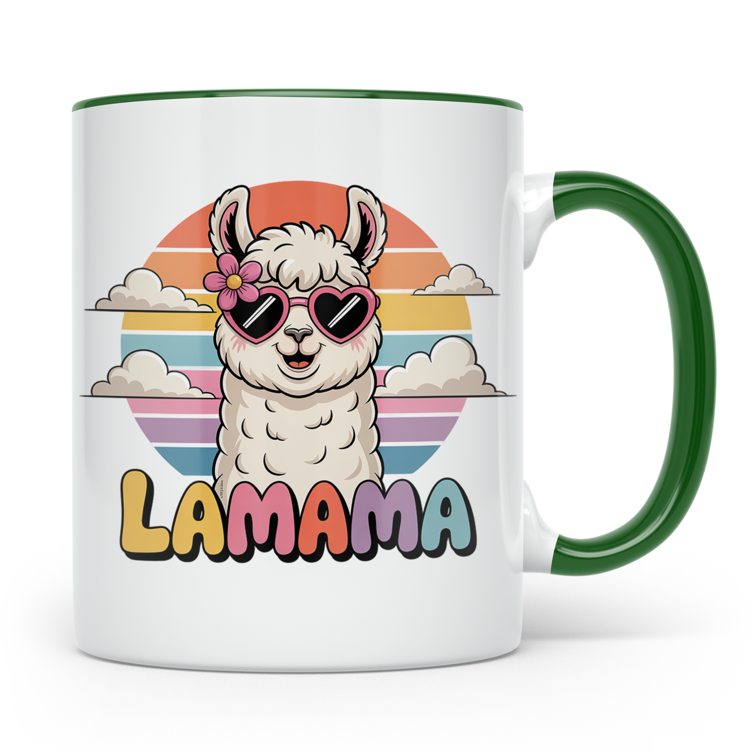 Lama Mama Tasse - Alpaka Muttertagsgeschenk mit Sonnenbrille – Grün [farbe:grün]
