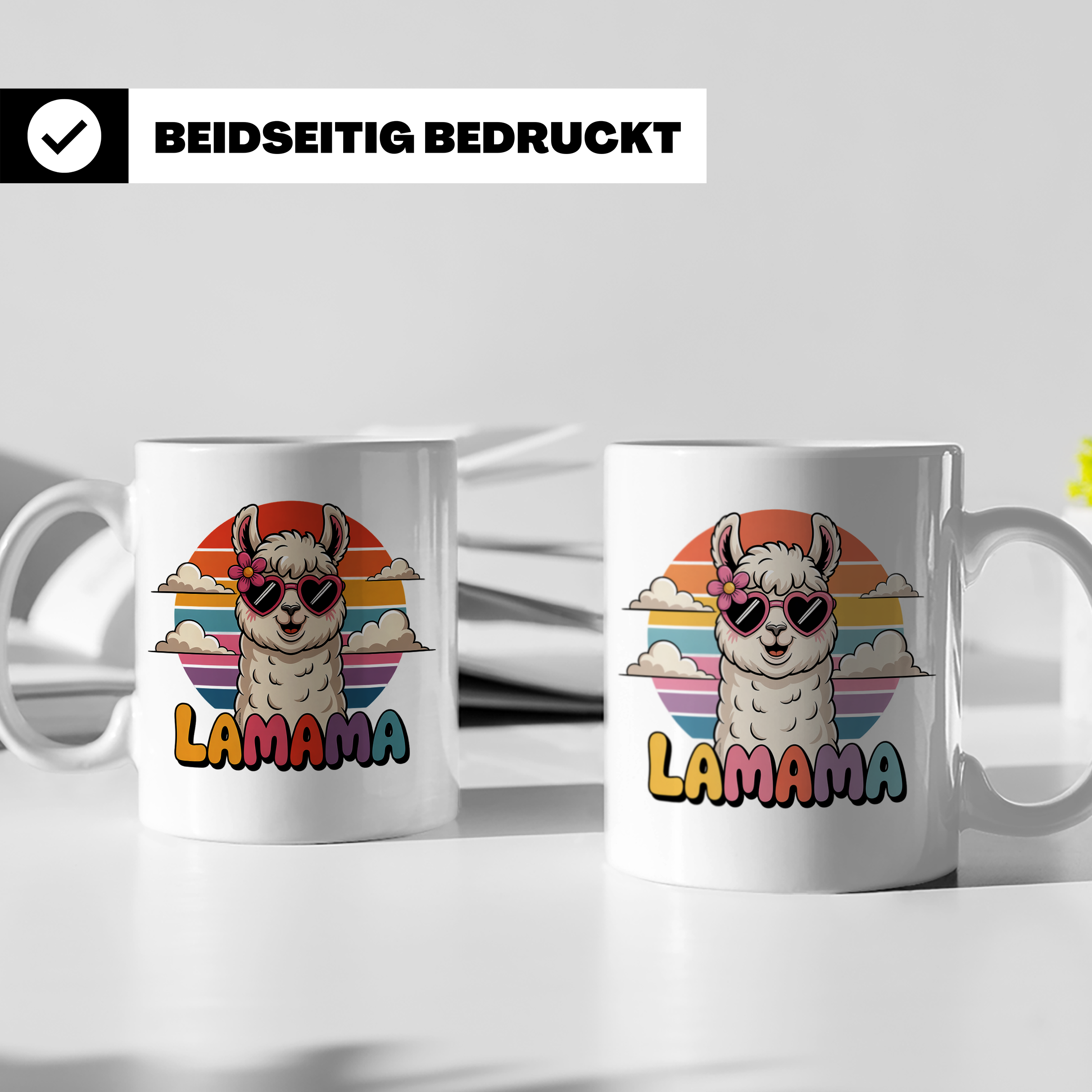 Lama Mama Tasse - Alpaka Muttertagsgeschenk mit Sonnenbrille – Weiß [farbe:weiß]