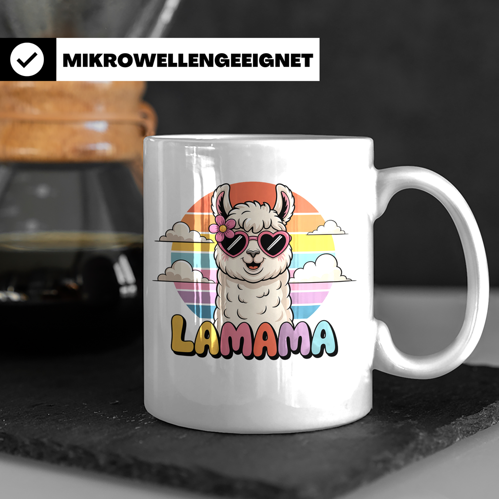 Lama Mama Tasse - Alpaka Muttertagsgeschenk mit Sonnenbrille – Weiß [farbe:weiß]
