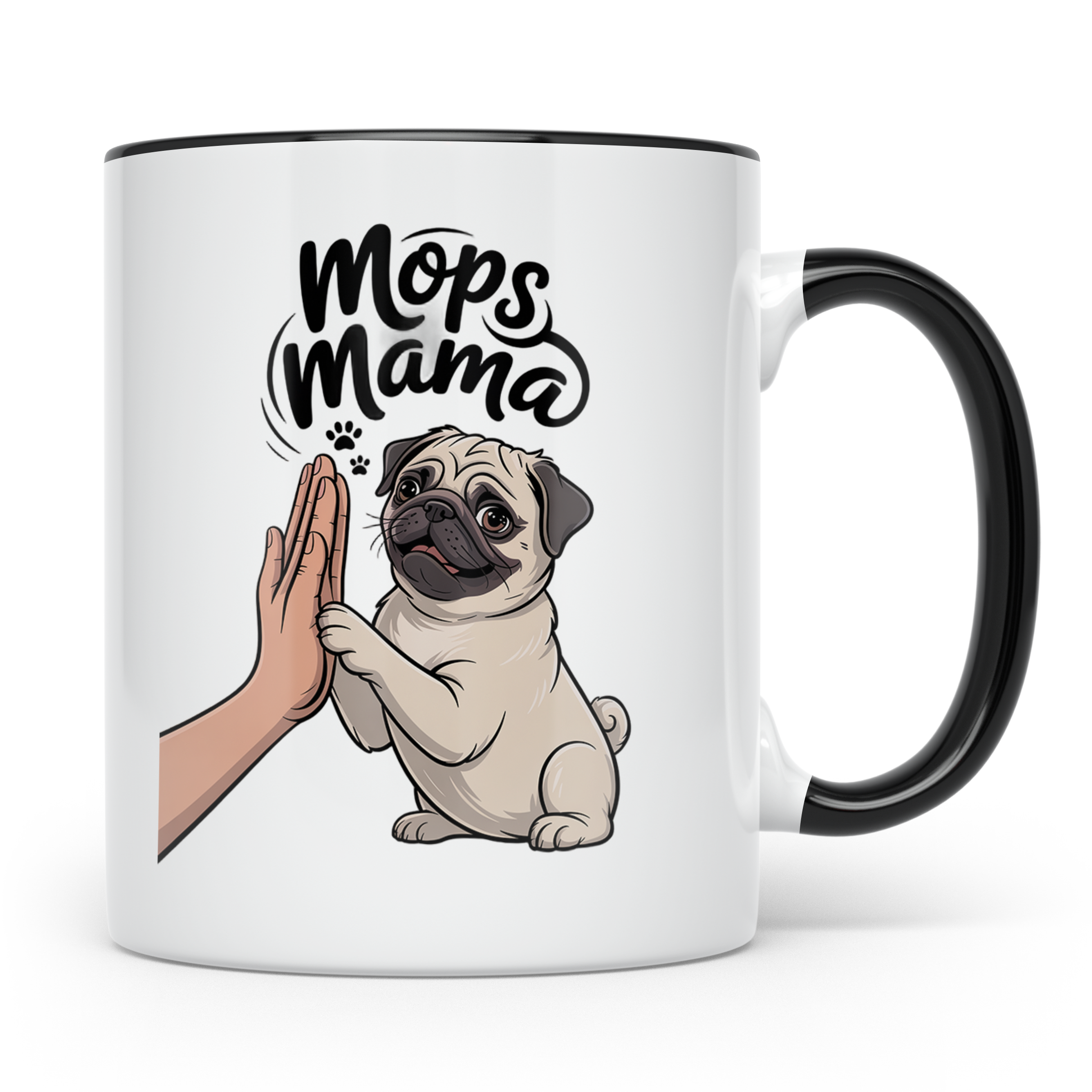 Mops Mama Tasse - Pug Dog Mom Geschenkidee für Hunde Liebhab – Schwarz [farbe:schwarz]