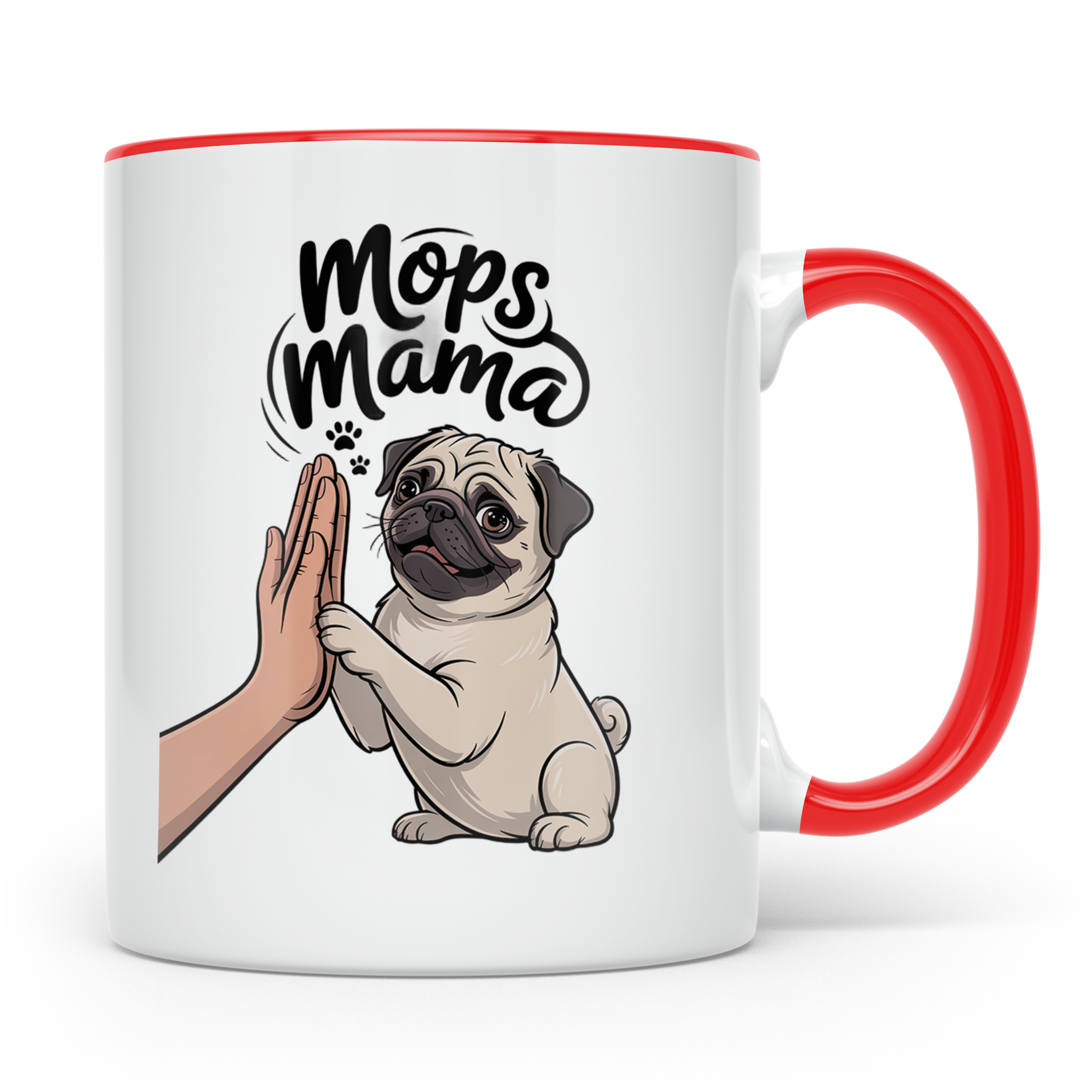 Mops Mama Tasse - Pug Dog Mom Geschenkidee für Hunde Liebhab – Rot [farbe:rot]