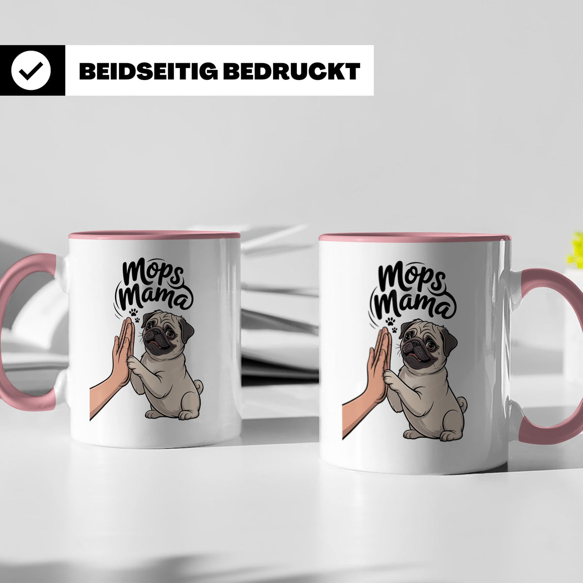 Mops Mama Tasse - Pug Dog Mom Geschenkidee für Hunde Liebhab – Rosa [farbe:rosa]