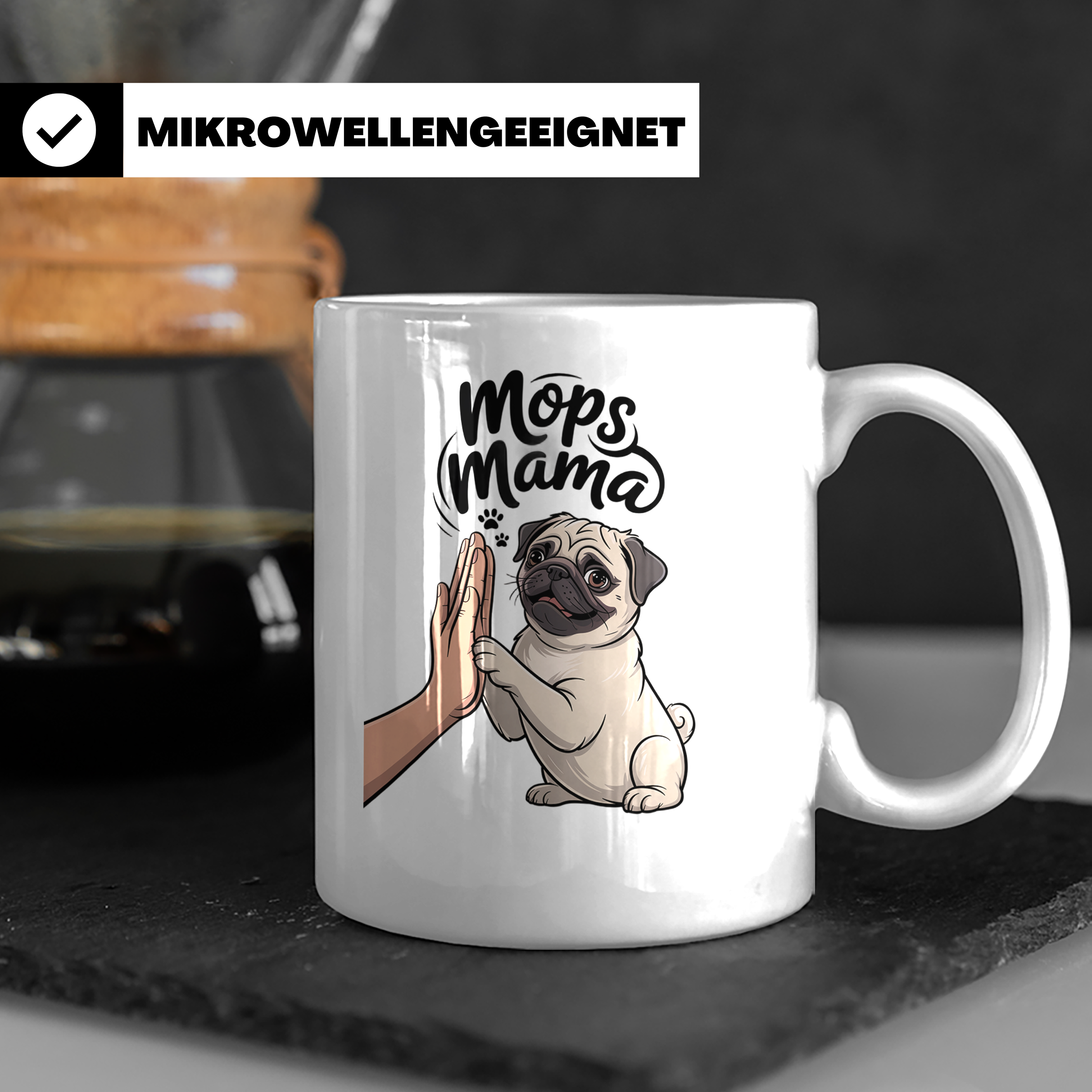 Mops Mama Tasse - Pug Dog Mom Geschenkidee für Hunde Liebhab – Weiß [farbe:weiß]