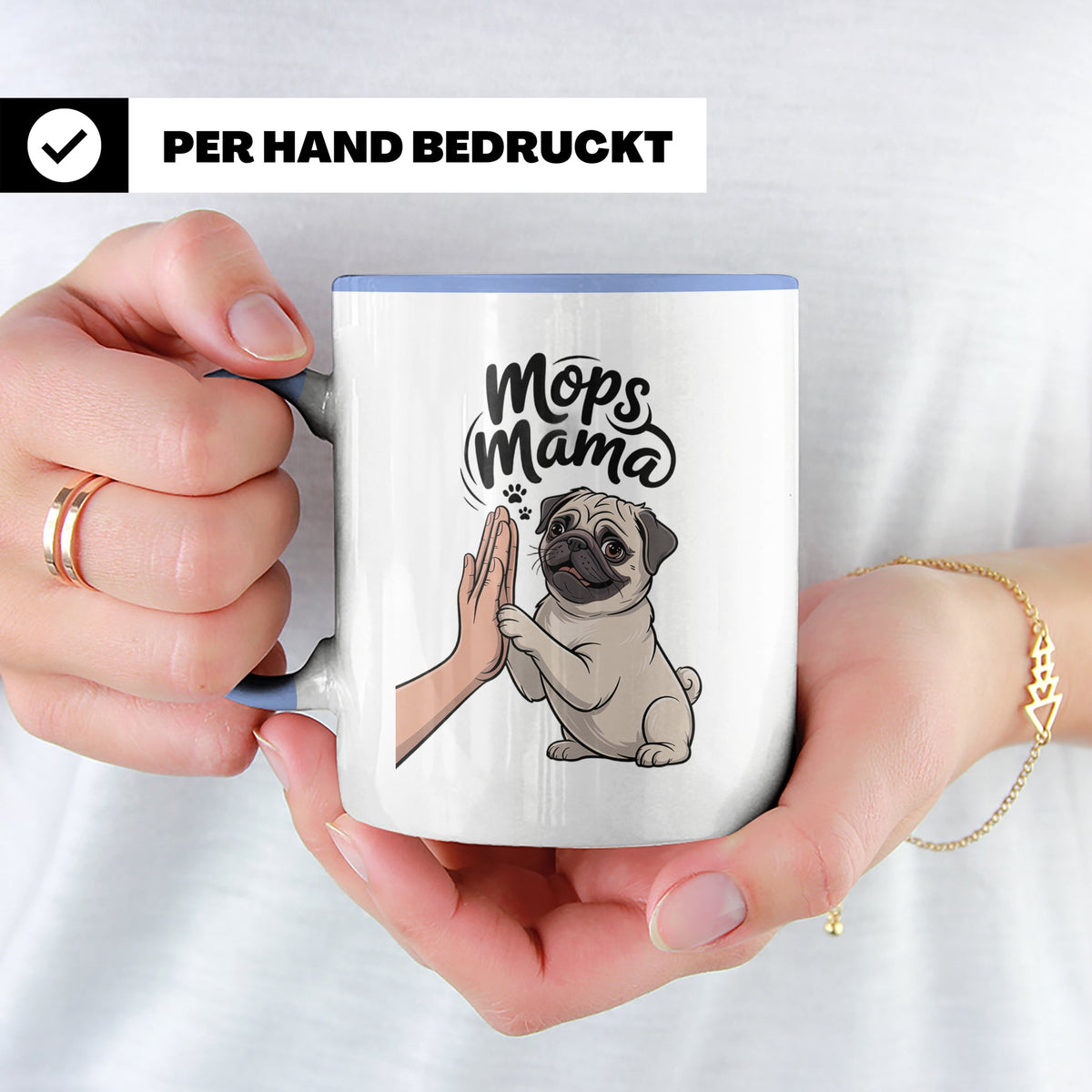 Mops Mama Tasse - Pug Dog Mom Geschenkidee für Hunde Liebhab – Blau [farbe:blau]