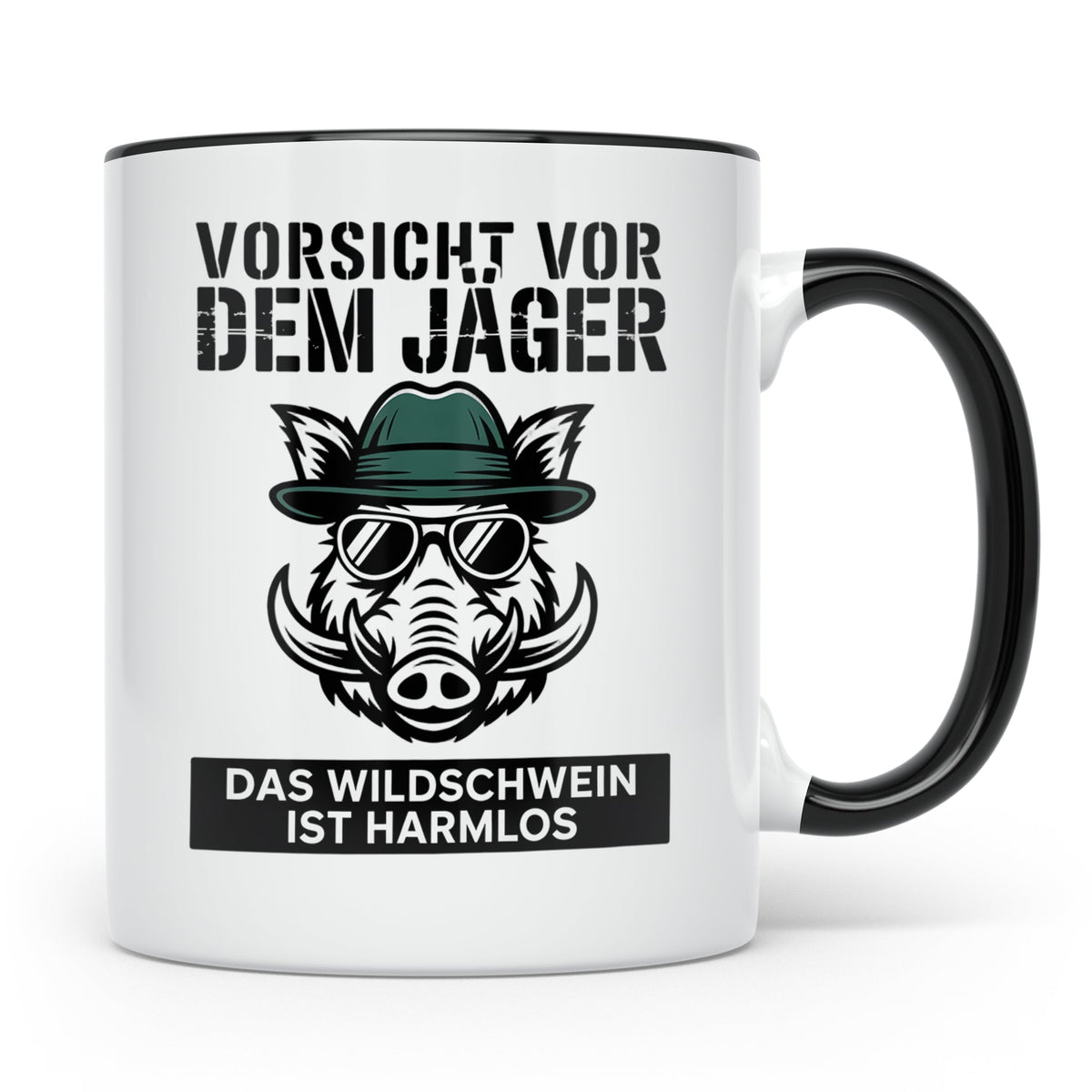 Jäger Kaffeetasse - Vorsicht vor dem Jäger Wildschwein - Jag – Schwarz [farbe:schwarz]