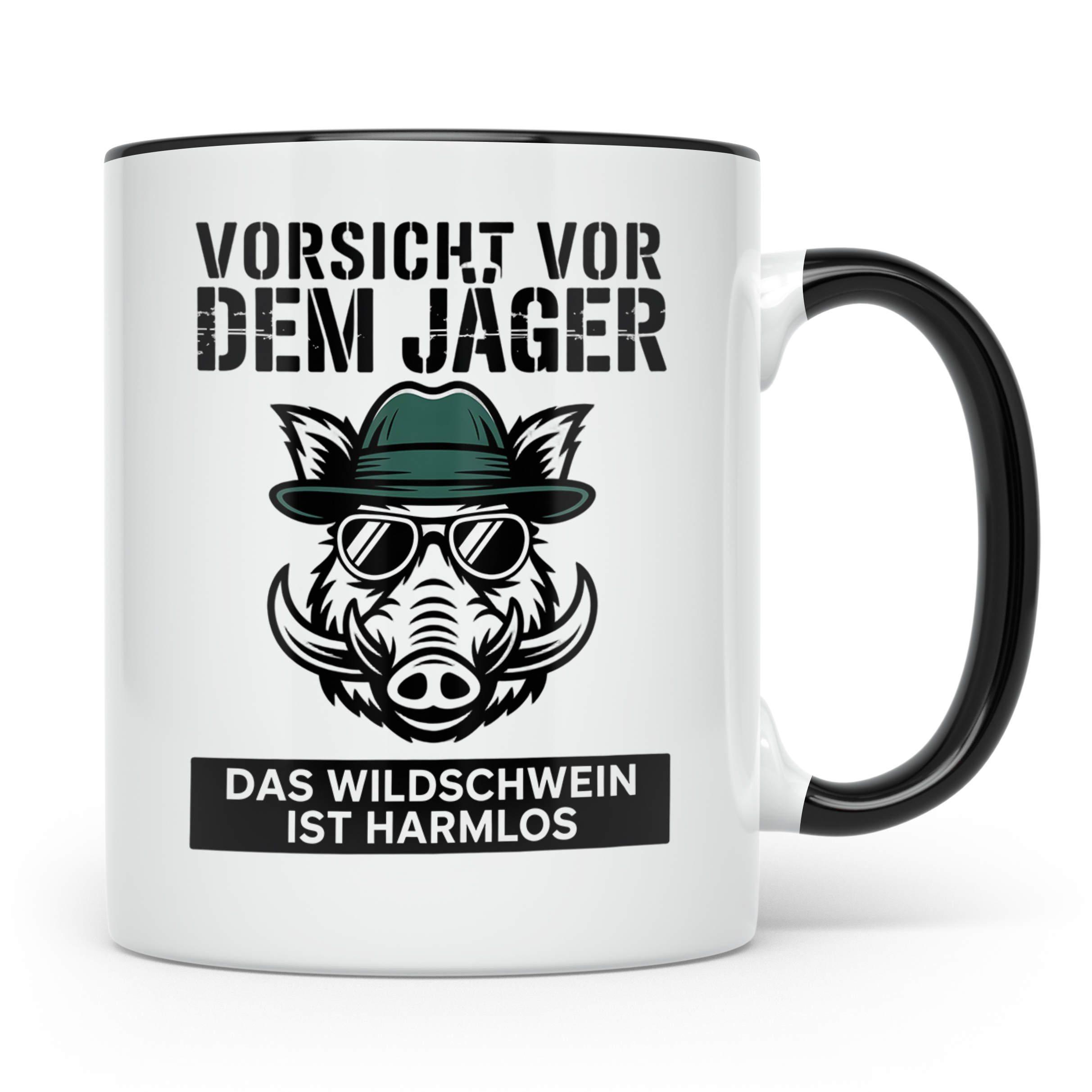 Jäger Kaffeetasse - Vorsicht vor dem Jäger Wildschwein - Jag – Schwarz [farbe:schwarz]