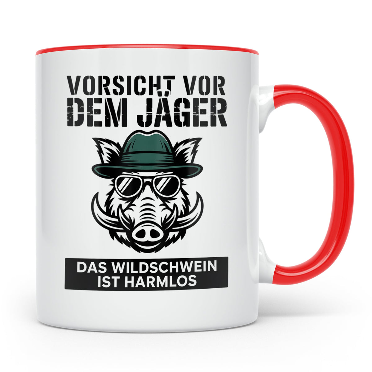 Jäger Kaffeetasse - Vorsicht vor dem Jäger Wildschwein - Jag – Rot [farbe:rot]