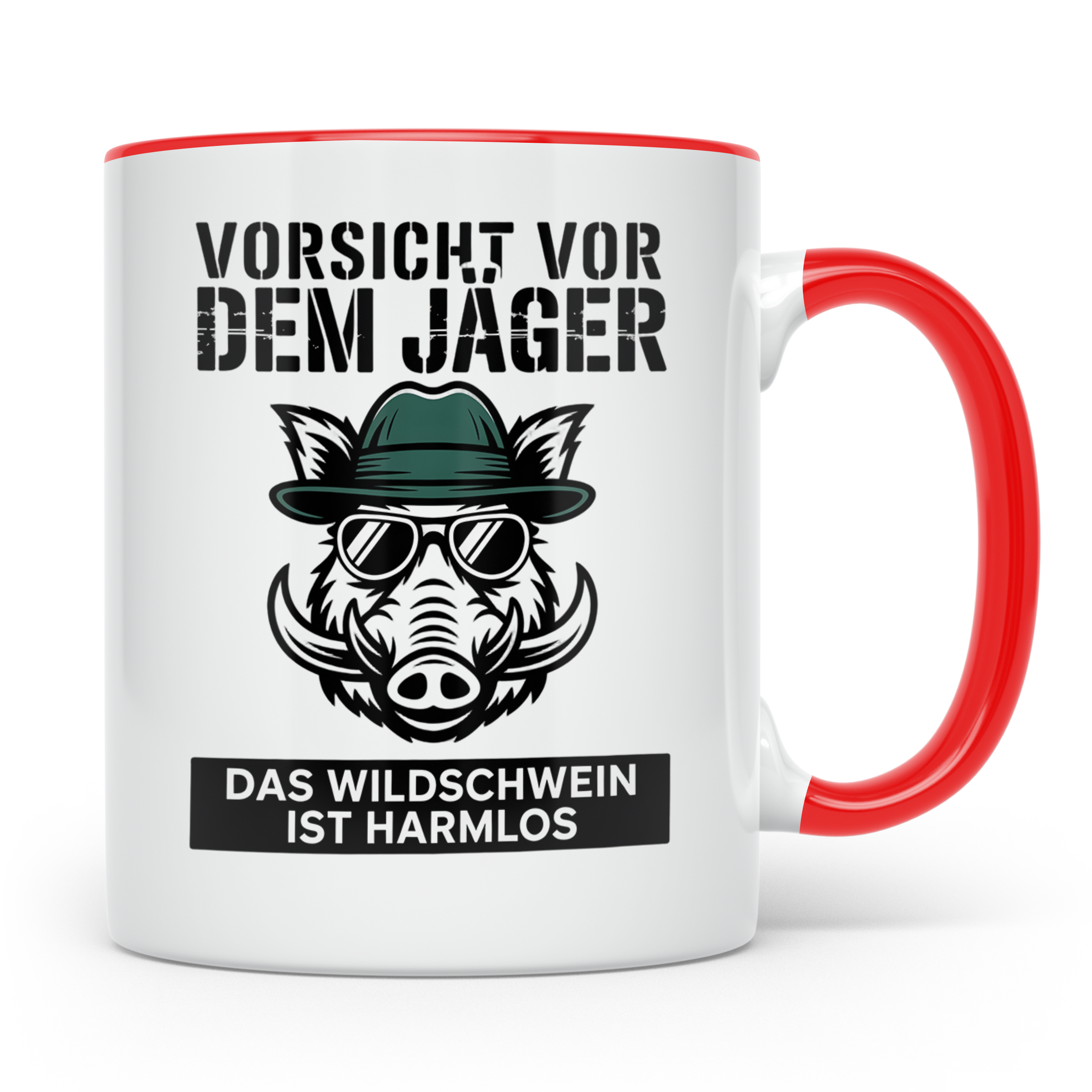 Jäger Kaffeetasse - Vorsicht vor dem Jäger Wildschwein - Jag – Rot [farbe:rot]