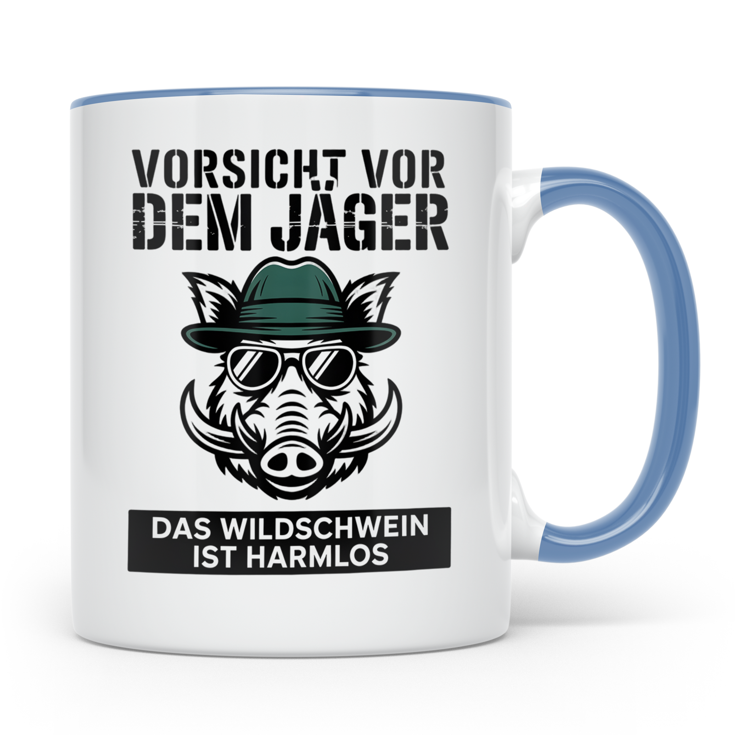 Jäger Kaffeetasse - Vorsicht vor dem Jäger Wildschwein - Jag – Blau [farbe:blau]