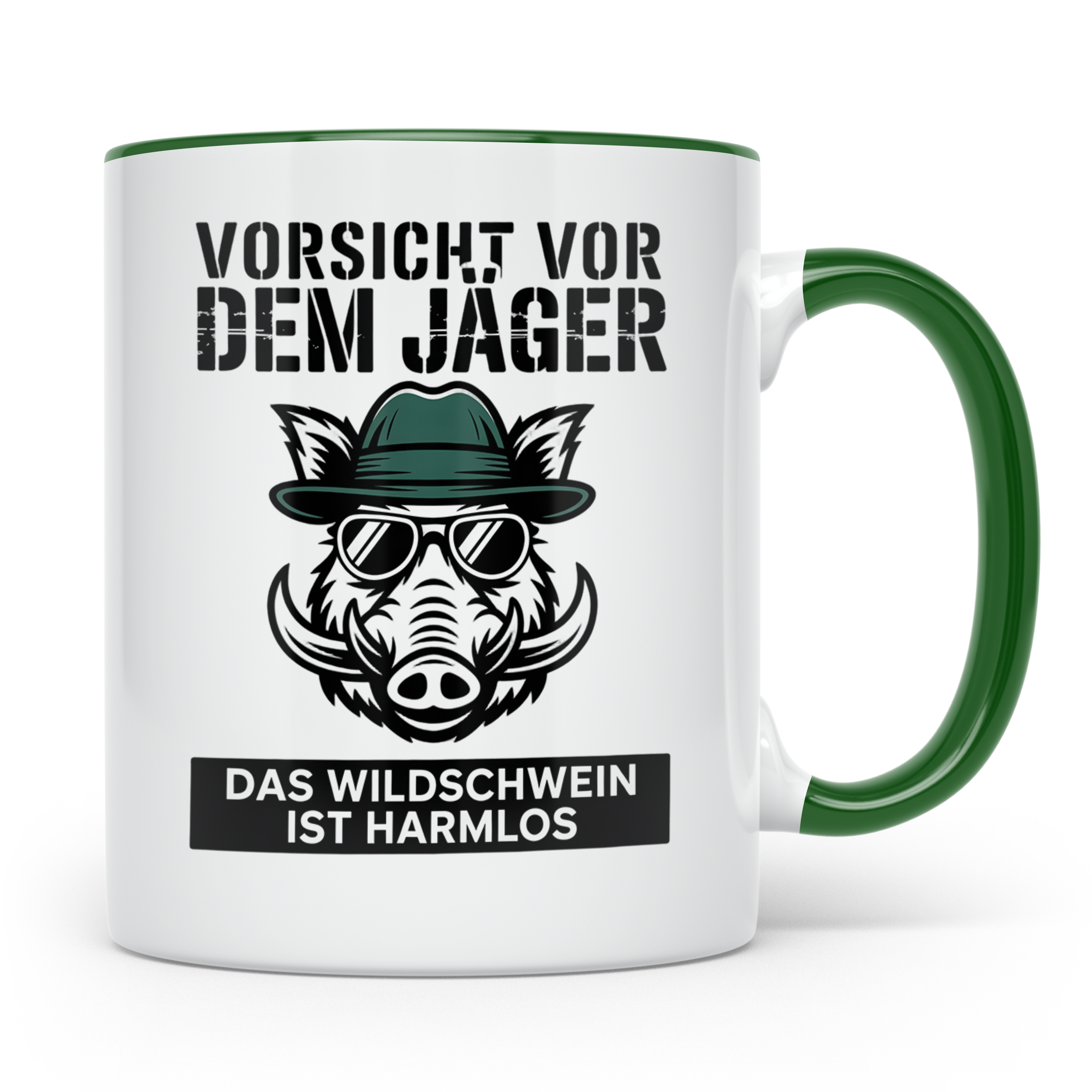 Jäger Kaffeetasse - Vorsicht vor dem Jäger Wildschwein - Jag – Grün [farbe:grün]