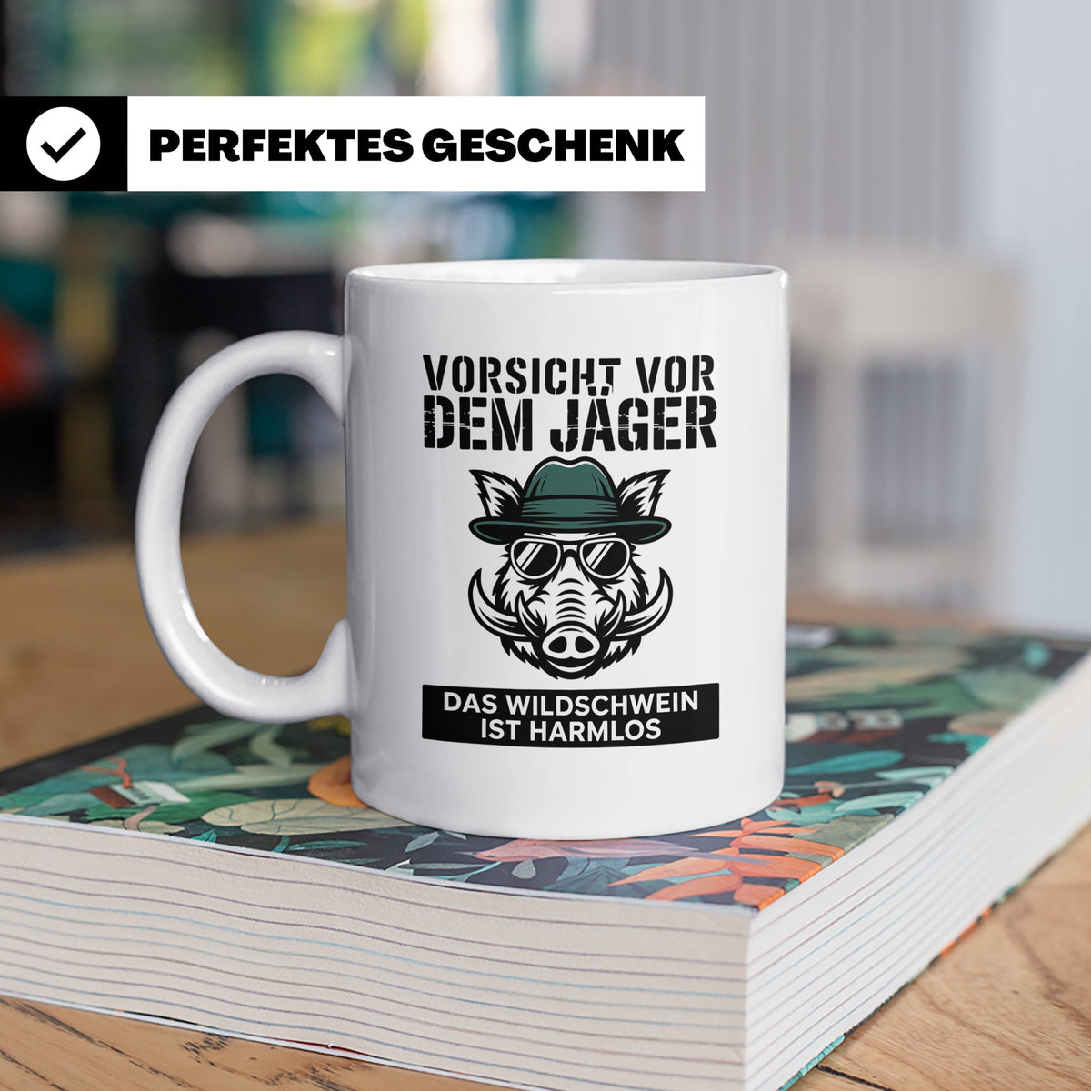Jäger Kaffeetasse - Vorsicht vor dem Jäger Wildschwein - Jag – Weiß [farbe:weiß]