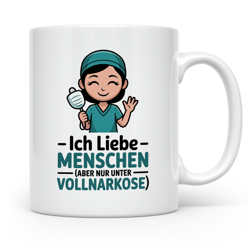 Anästhesie Tasse - Ich Liebe Menschen, Aber Nur Unter Vollna – Weiß [farbe:weiß]