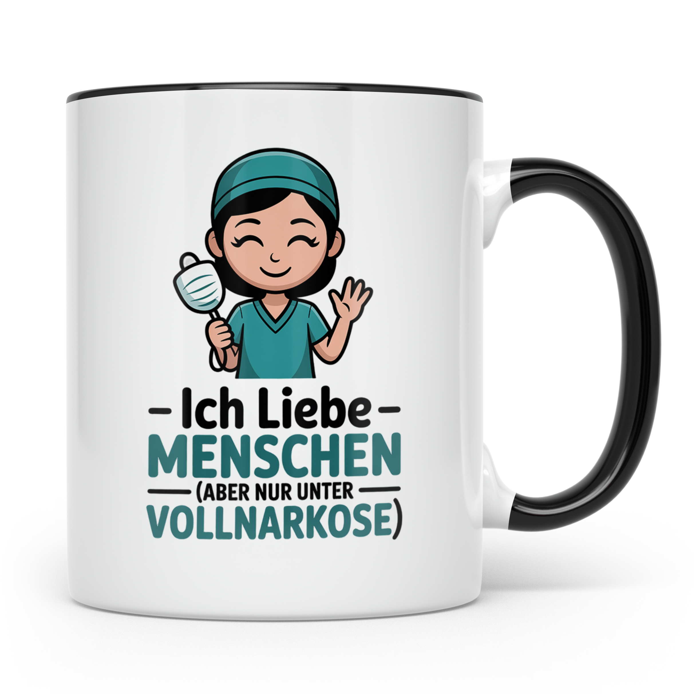 Anästhesie Tasse - Ich Liebe Menschen, Aber Nur Unter Vollna – Schwarz [farbe:schwarz]