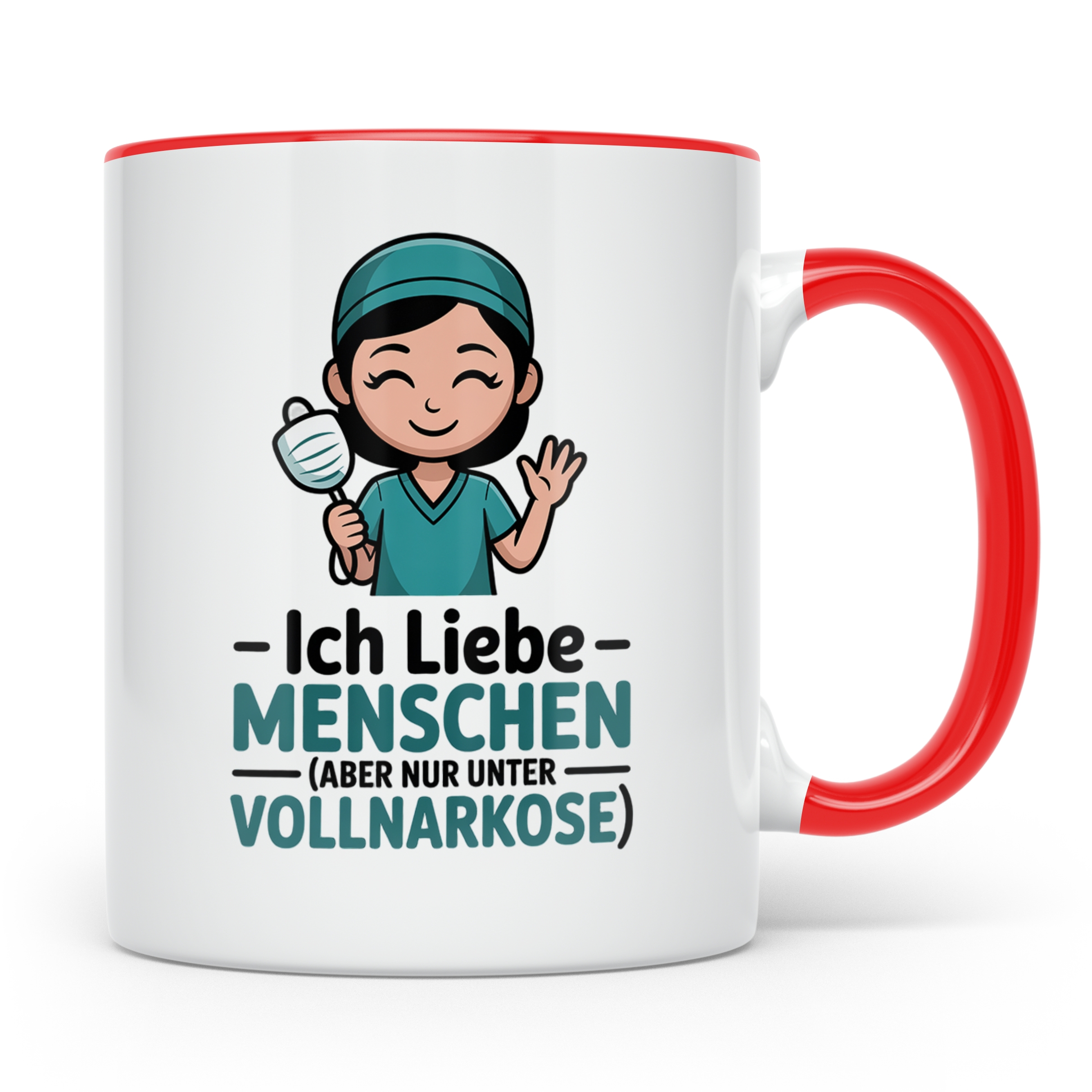 Anästhesie Tasse - Ich Liebe Menschen, Aber Nur Unter Vollna – Rot [farbe:rot]