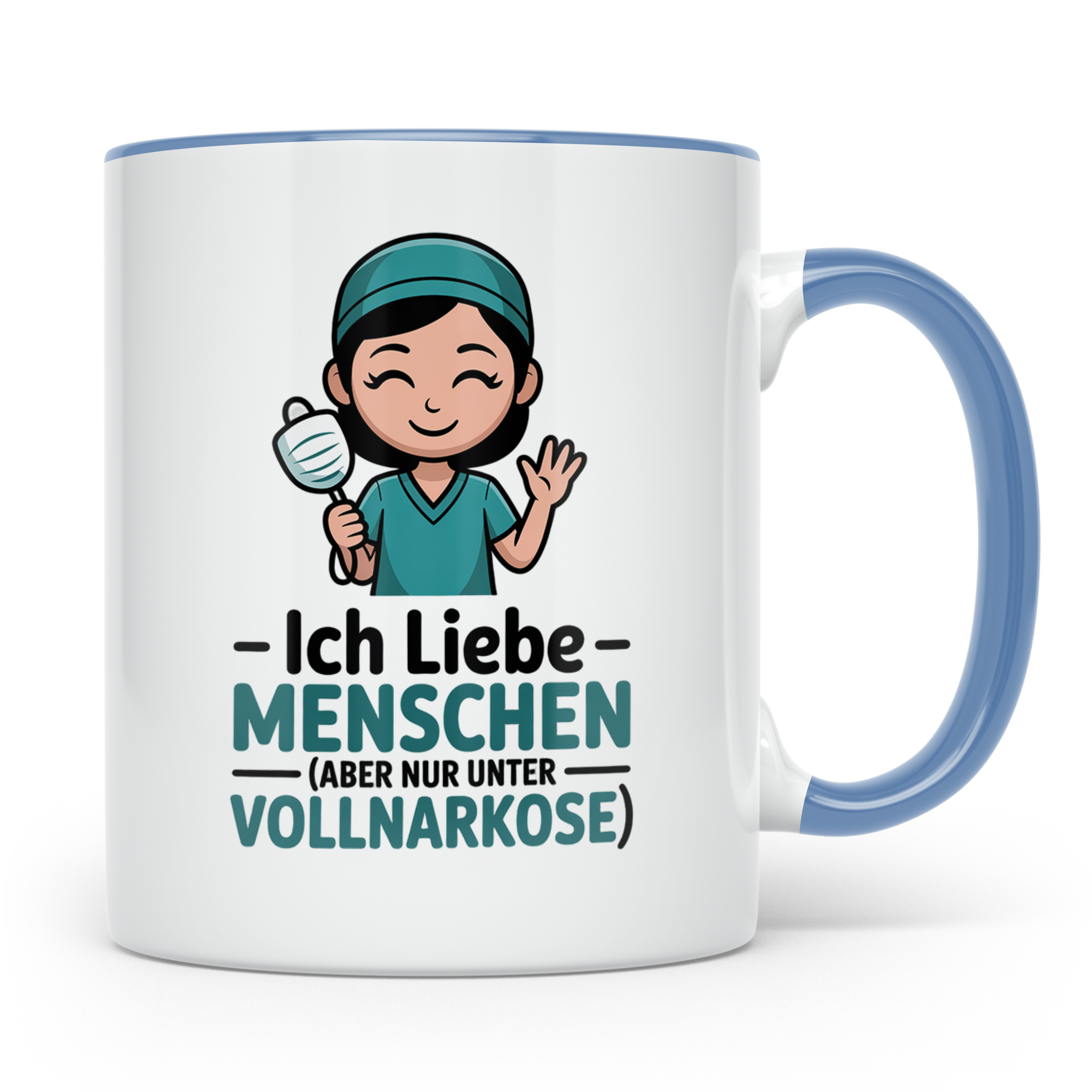 Anästhesie Tasse - Ich Liebe Menschen, Aber Nur Unter Vollna – Blau [farbe:blau]
