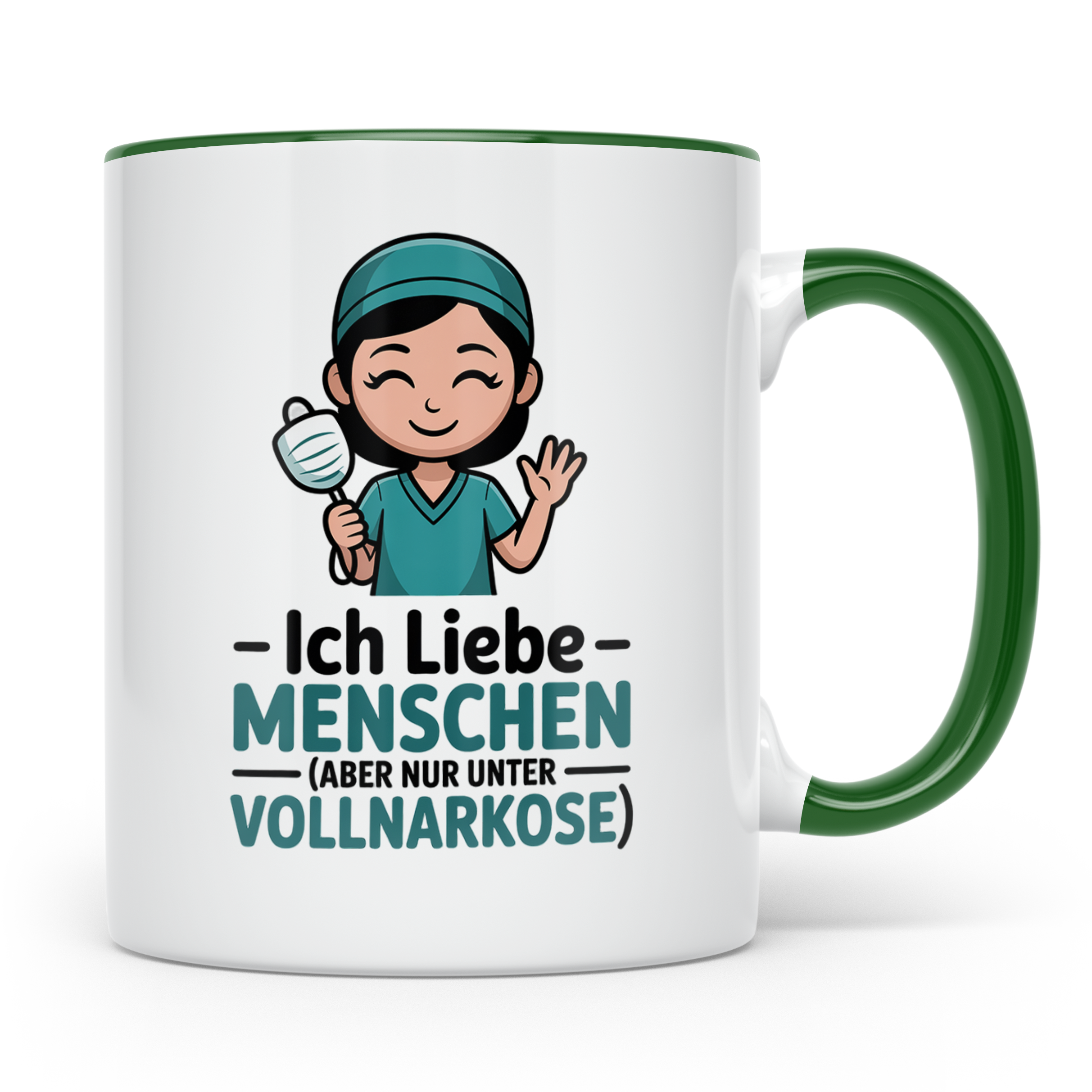 Anästhesie Tasse - Ich Liebe Menschen, Aber Nur Unter Vollna – Grün [farbe:grün]