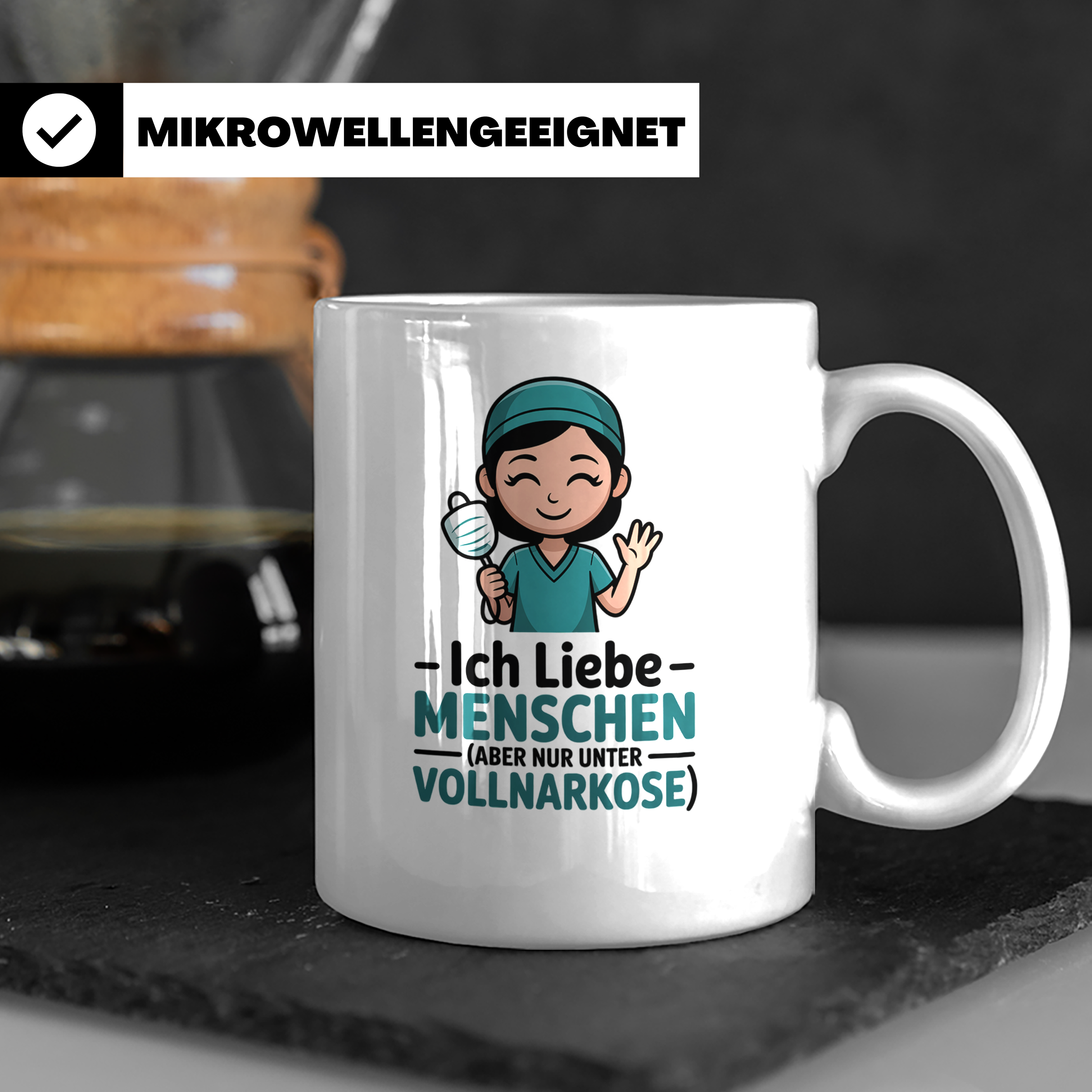Anästhesie Tasse - Ich Liebe Menschen, Aber Nur Unter Vollna – Weiß [farbe:weiß]