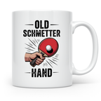 Tischtennis Tasse Old Schmetterhand - Ping Pong Kaffeebecher – Weiß [farbe:weiß]
