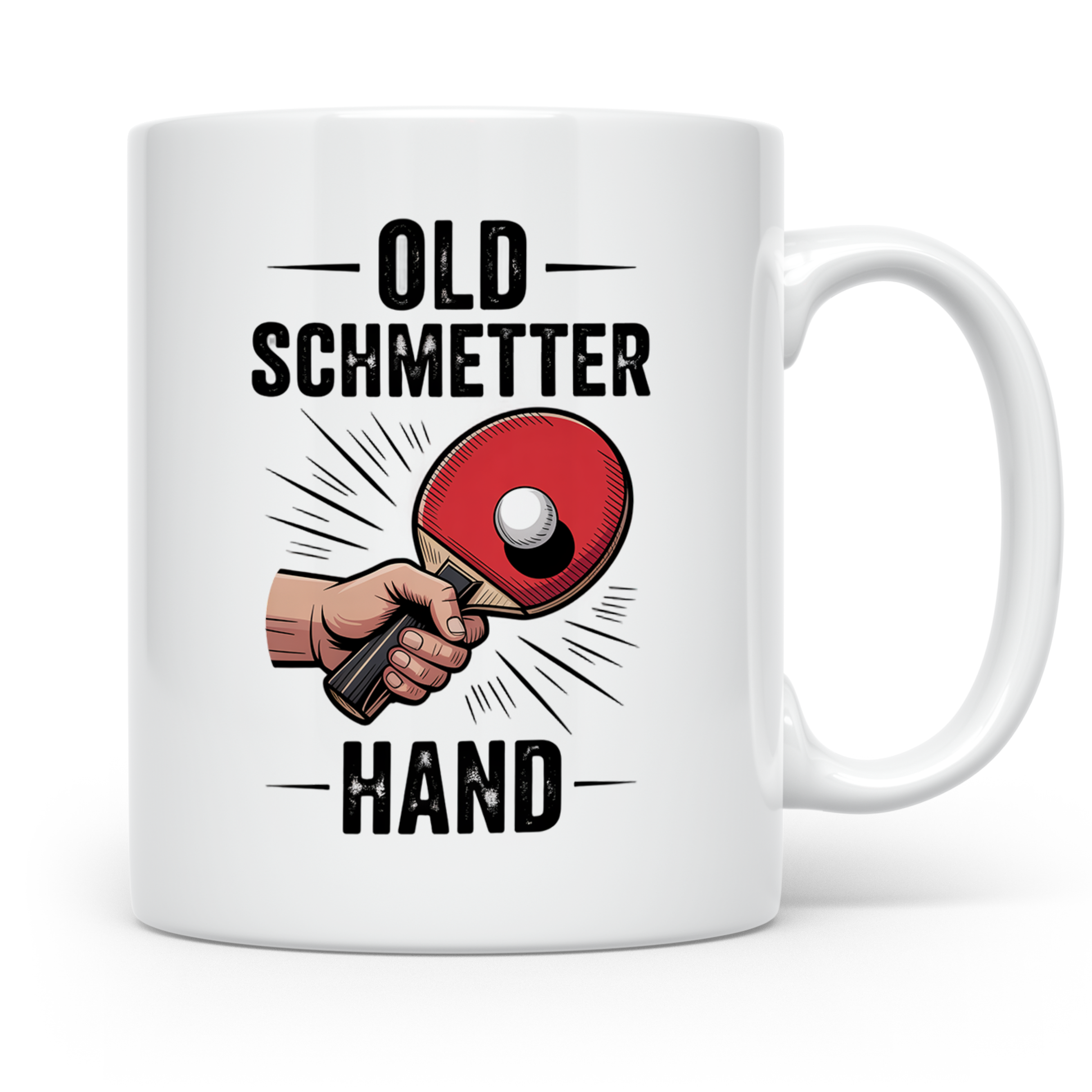 Tischtennis Tasse Old Schmetterhand - Ping Pong Kaffeebecher – Weiß [farbe:weiß]