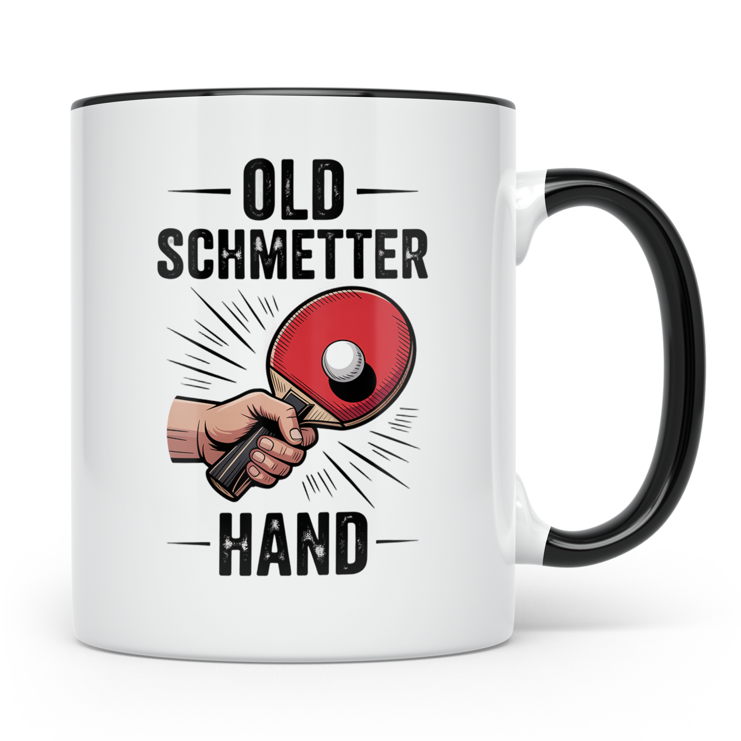 Tischtennis Tasse Old Schmetterhand - Ping Pong Kaffeebecher – Schwarz [farbe:schwarz]