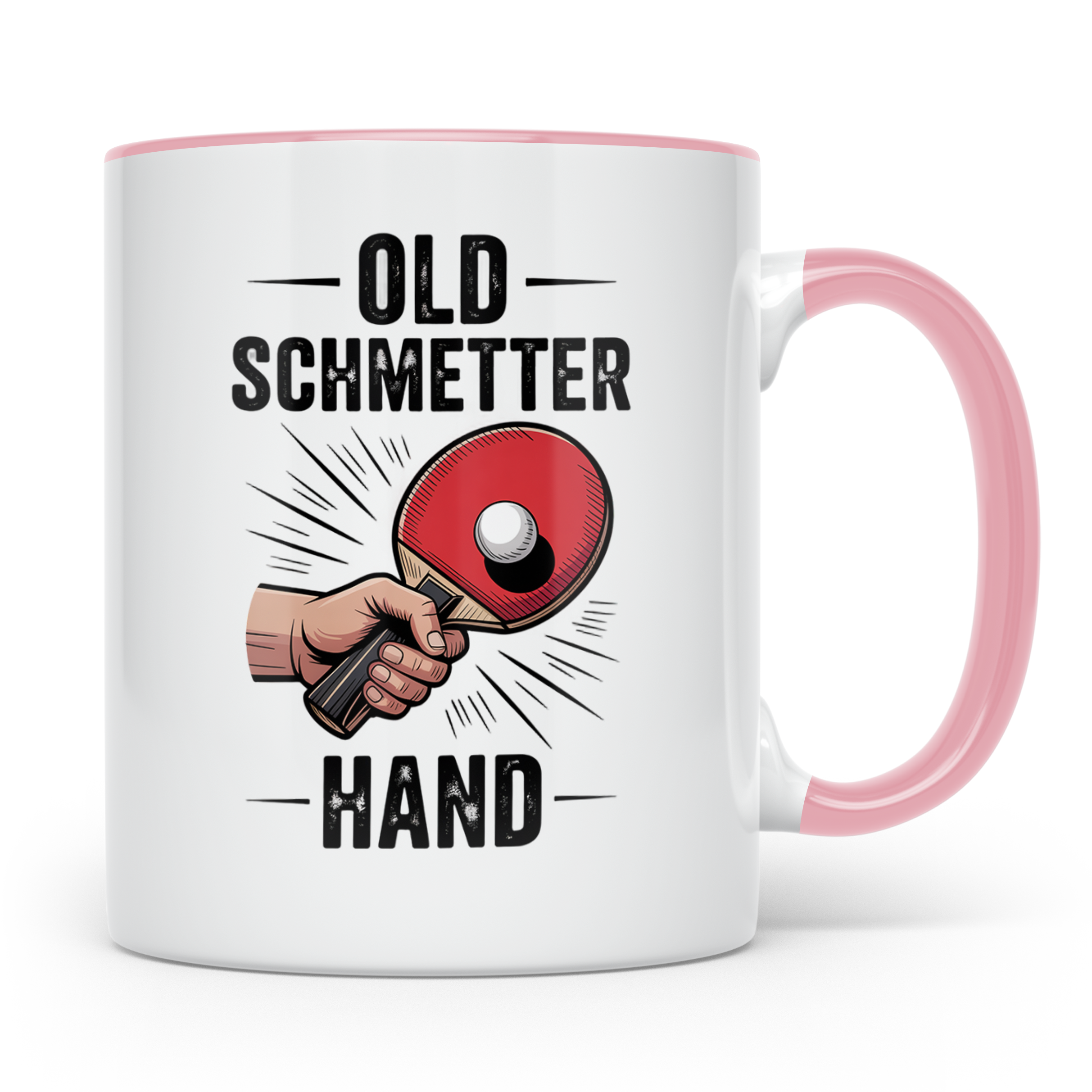 Tischtennis Tasse Old Schmetterhand - Ping Pong Kaffeebecher – Rosa [farbe:rosa]