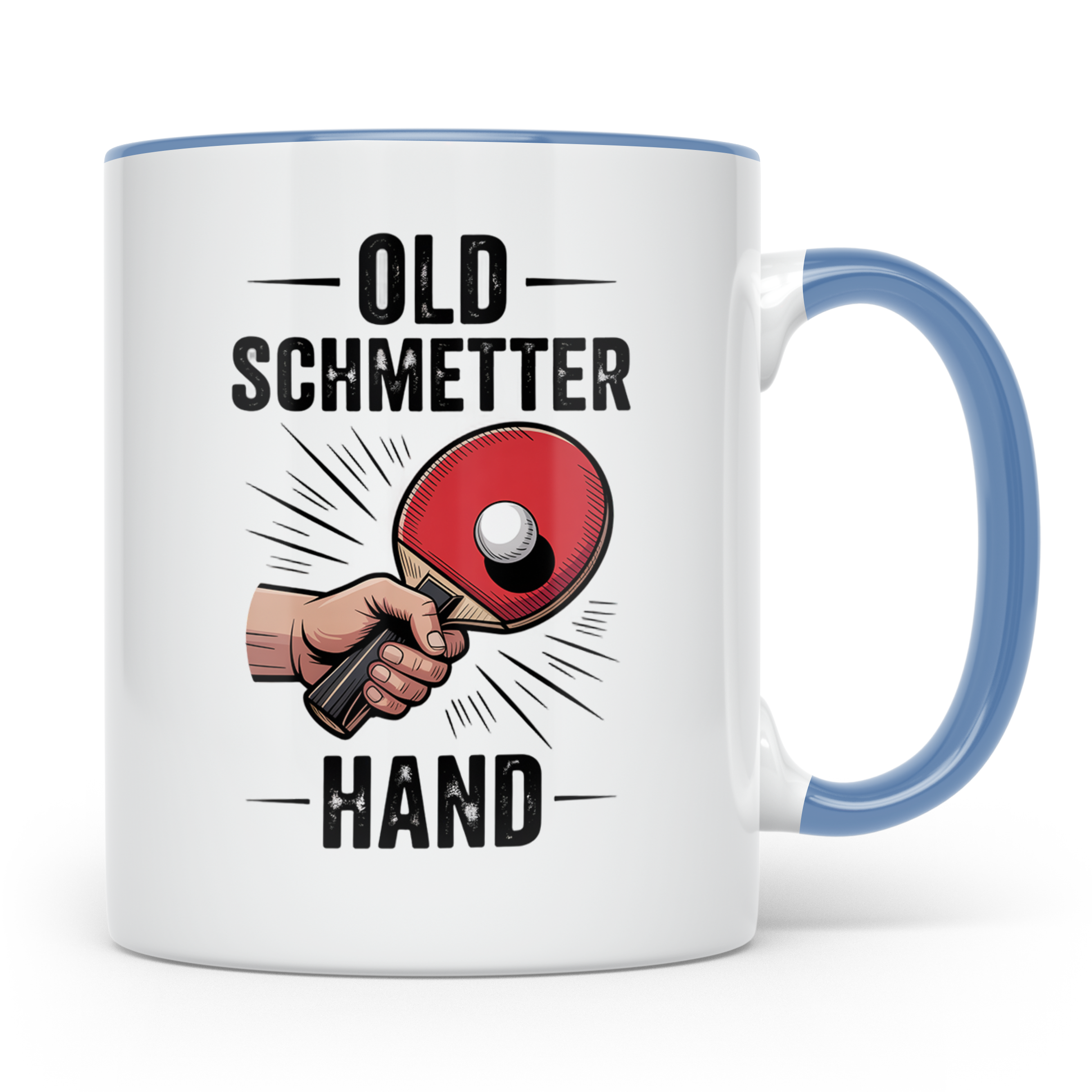 Tischtennis Tasse Old Schmetterhand - Ping Pong Kaffeebecher – Blau [farbe:blau]