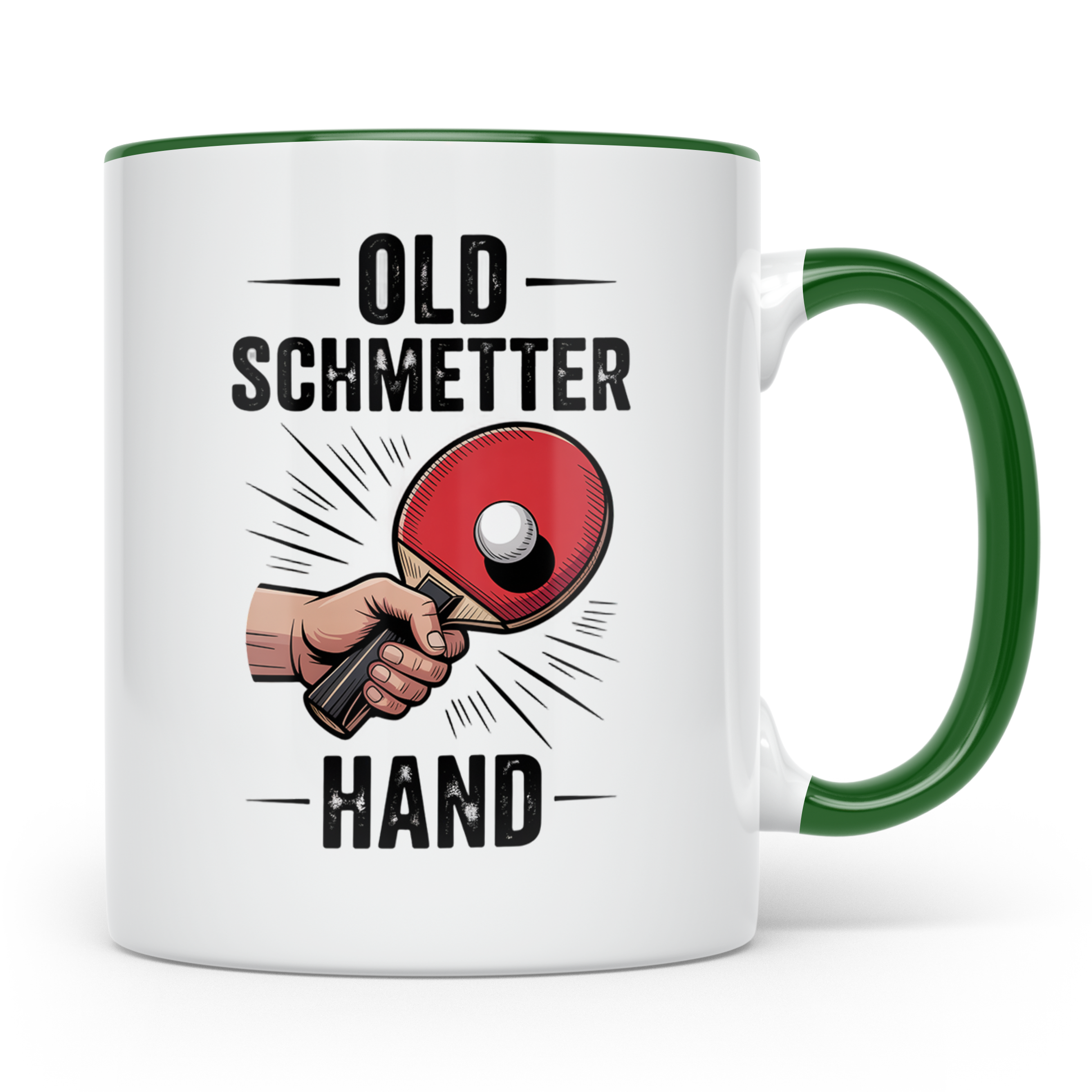 Tischtennis Tasse Old Schmetterhand - Ping Pong Kaffeebecher – Grün [farbe:grün]