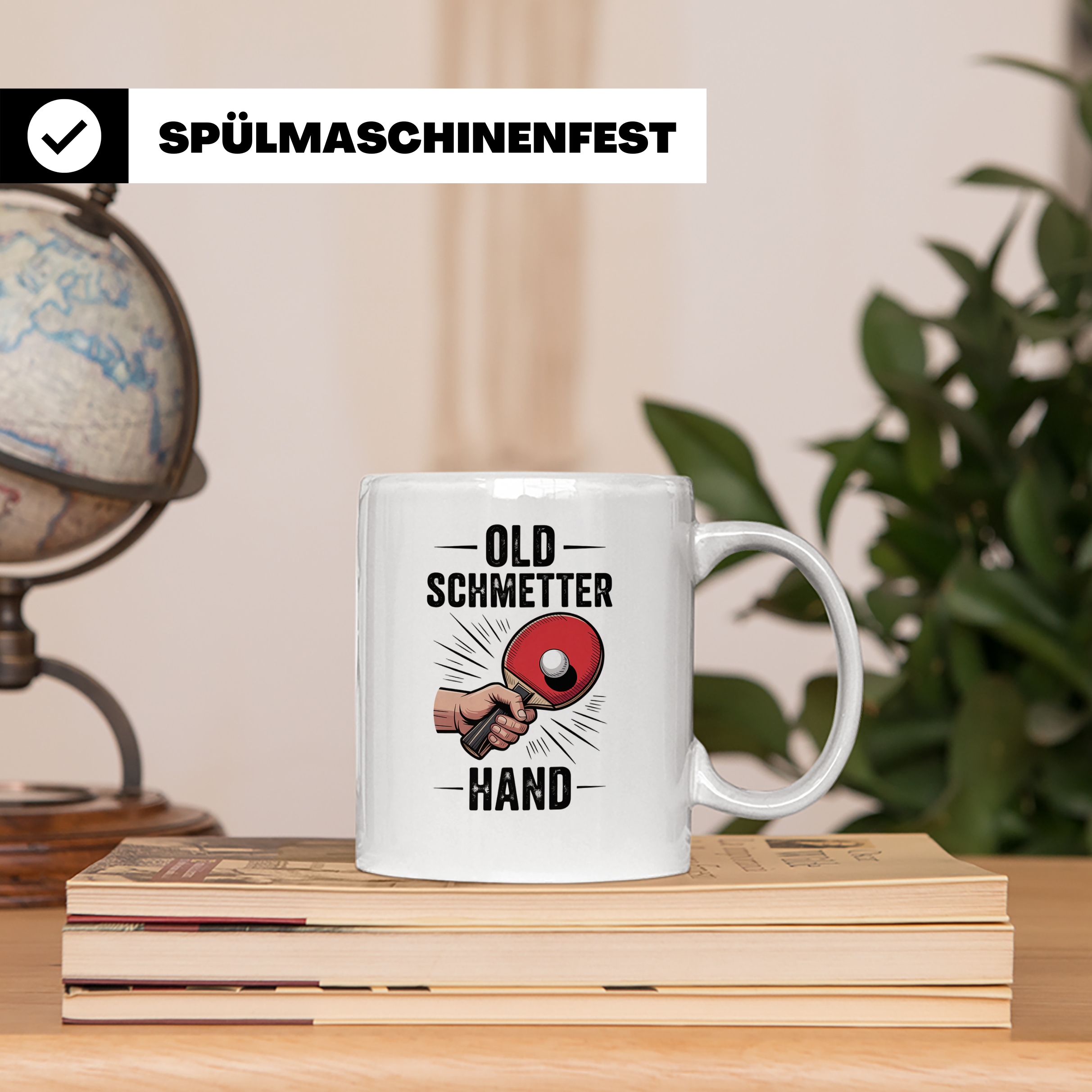 Tischtennis Tasse Old Schmetterhand - Ping Pong Kaffeebecher – Weiß [farbe:weiß]