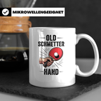 Tischtennis Tasse Old Schmetterhand - Ping Pong Kaffeebecher – Weiß [farbe:weiß]