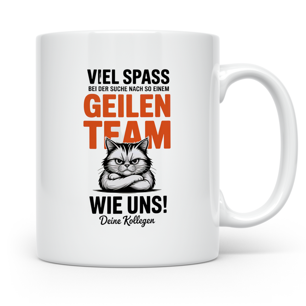 Geiles Team Katze Kaffeetasse Kollegenabschied Geschenkidee Bürohumor Zicke Katze mit Spruch Geschenk für Kollegen & Kolleginnen
