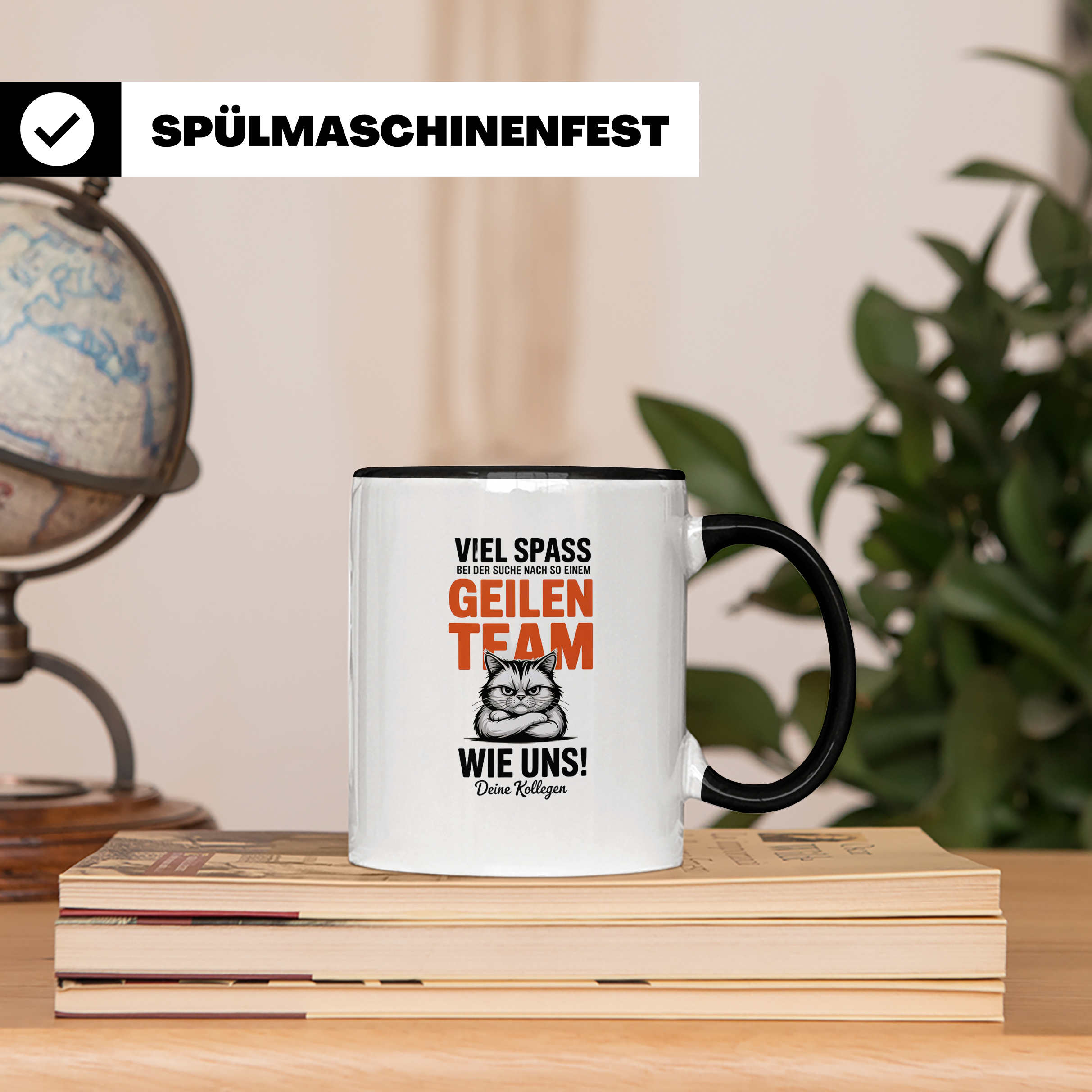 Geiles Team Katze Kaffeetasse Kollegenabschied Geschenkidee Bürohumor Zicke Katze mit Spruch Geschenk für Kollegen & Kolleginnen