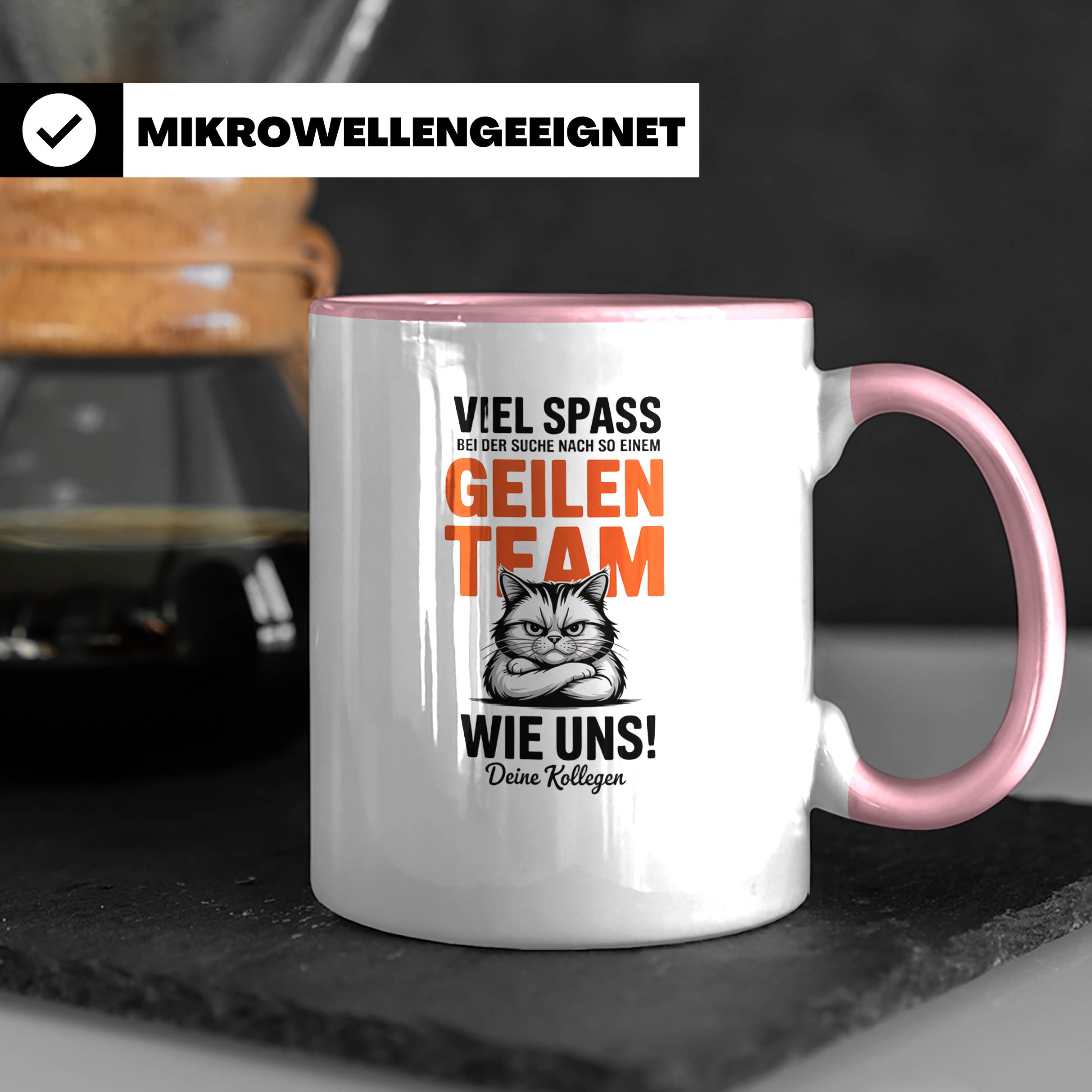Geiles Team Katze Kaffeetasse Kollegenabschied Geschenkidee Bürohumor Zicke Katze mit Spruch Geschenk für Kollegen & Kolleginnen
