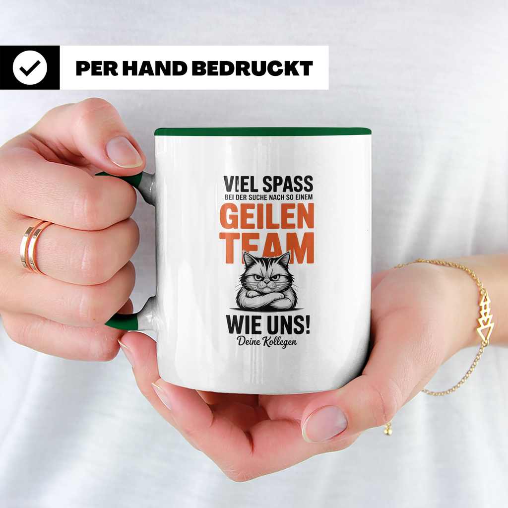 Geiles Team Katze Kaffeetasse Kollegenabschied Geschenkidee Bürohumor Zicke Katze mit Spruch Geschenk für Kollegen & Kolleginnen
