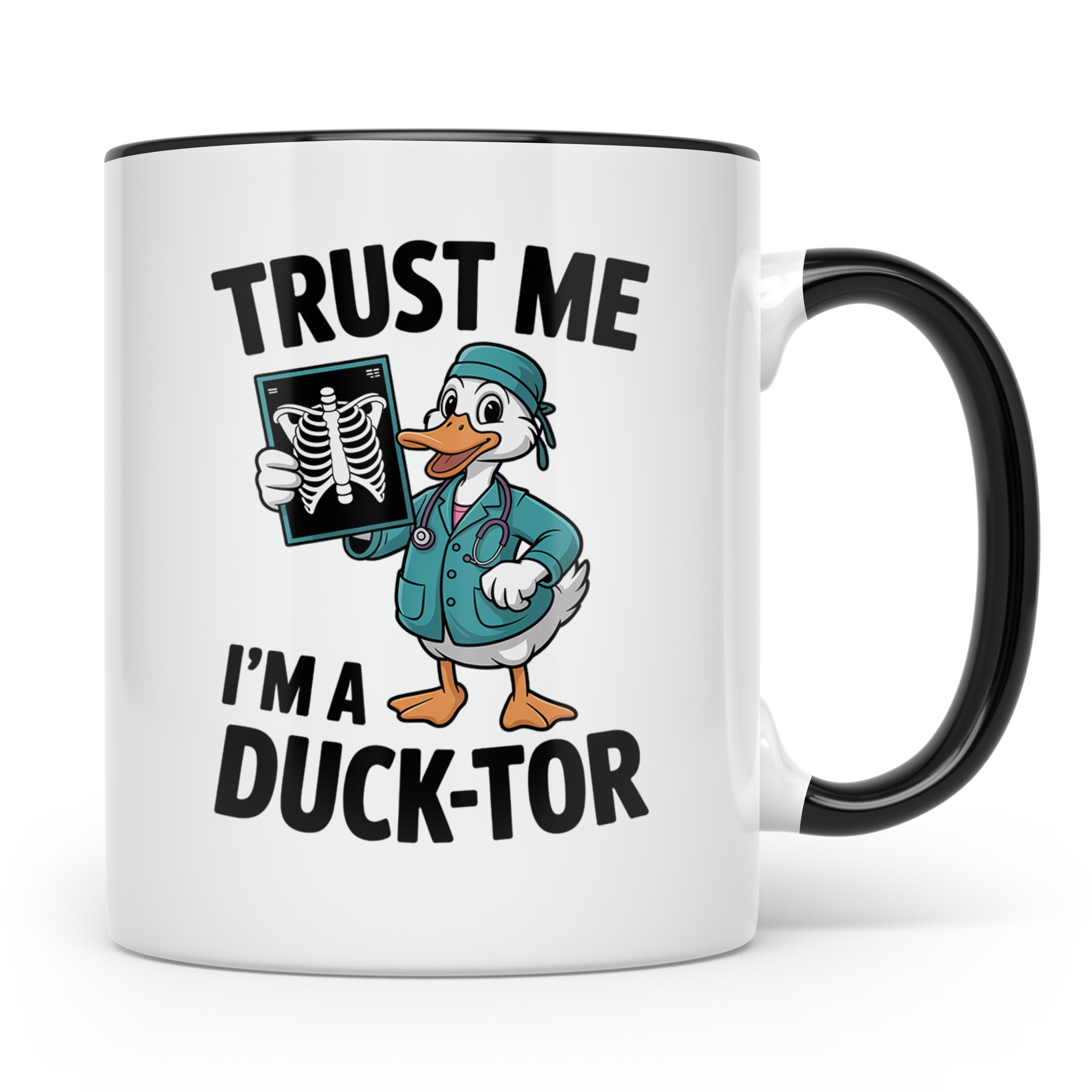 Ducktor Tasse - Lustige Arzt Ente mit Röntgenbild - Medizine – Schwarz [farbe:schwarz]
